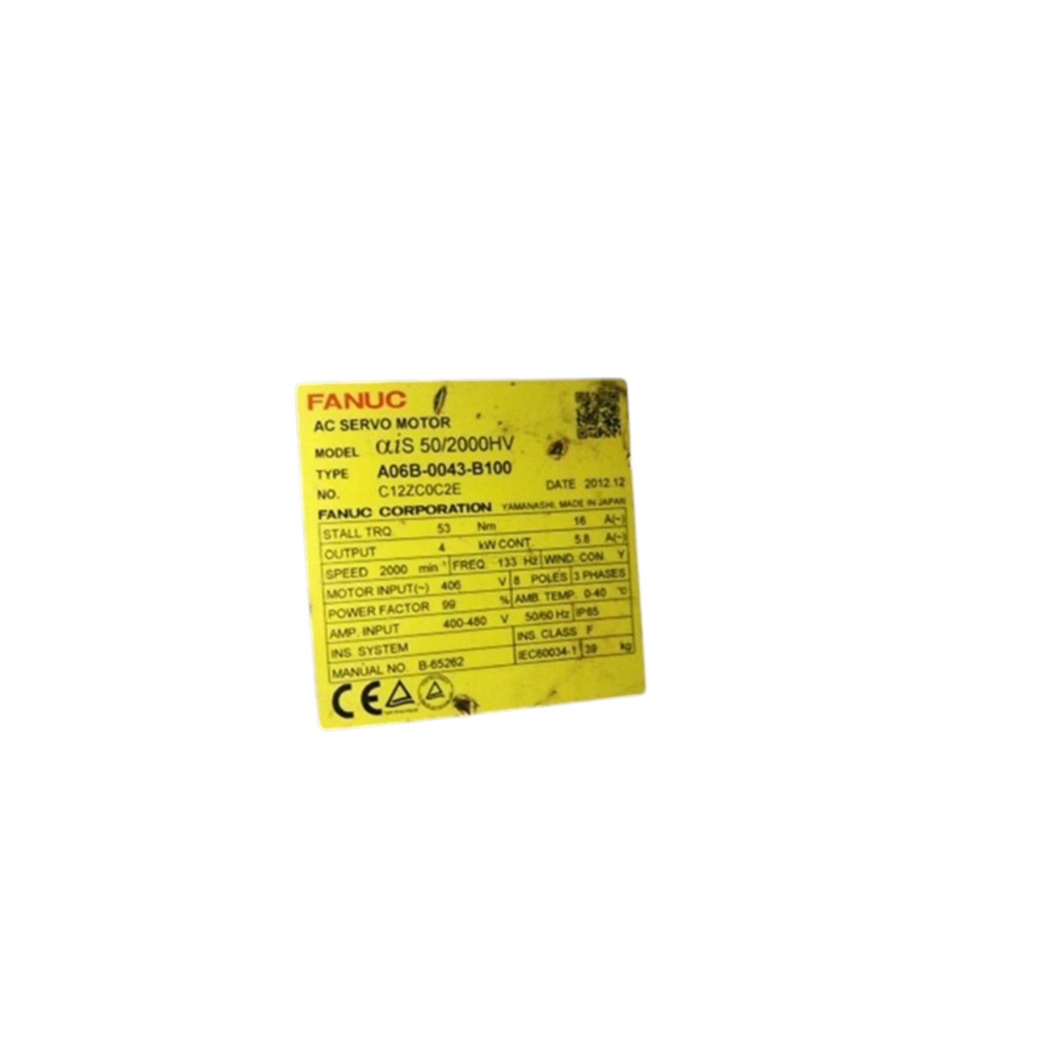 Fanuc Servo Motor αiS 50/2000HV A06B-0043