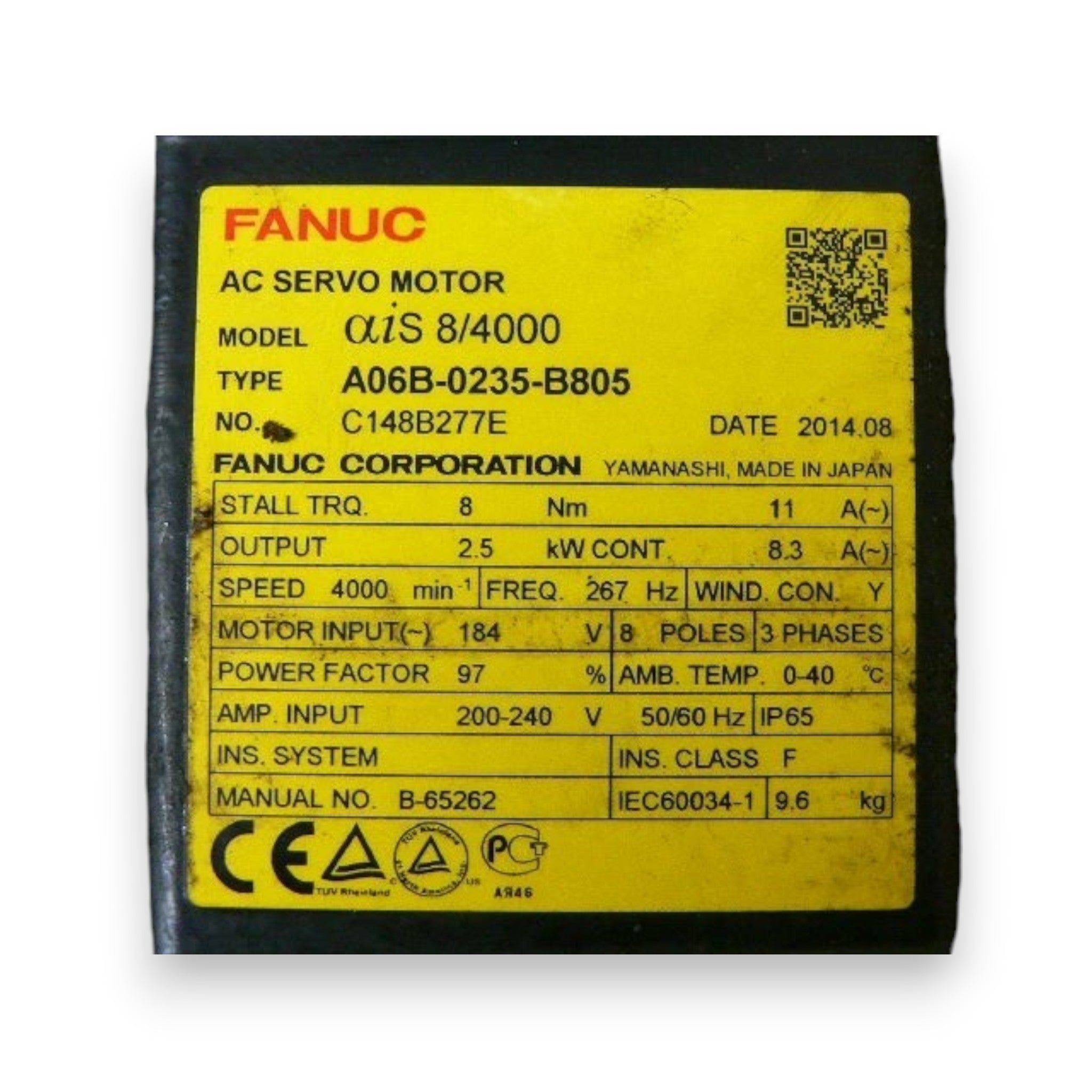 Fanuc Servo Motor αiS 8/4000 A06B-0235