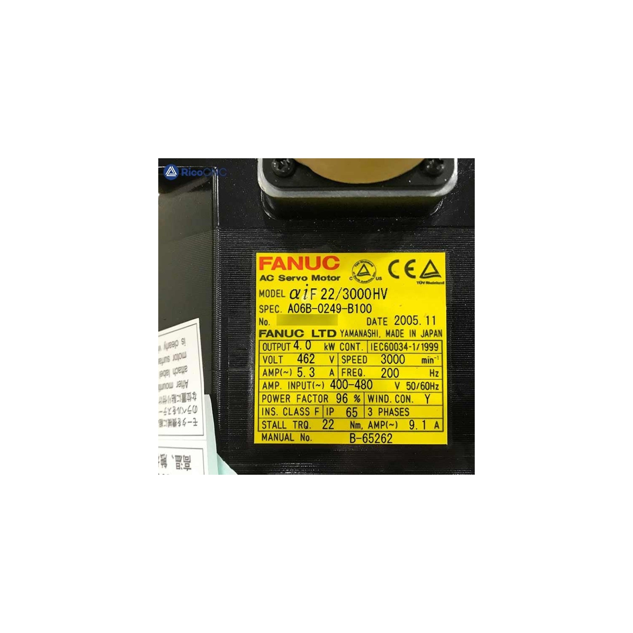 Fanuc Servo Motor αiF 22/3000HV A06B-0249