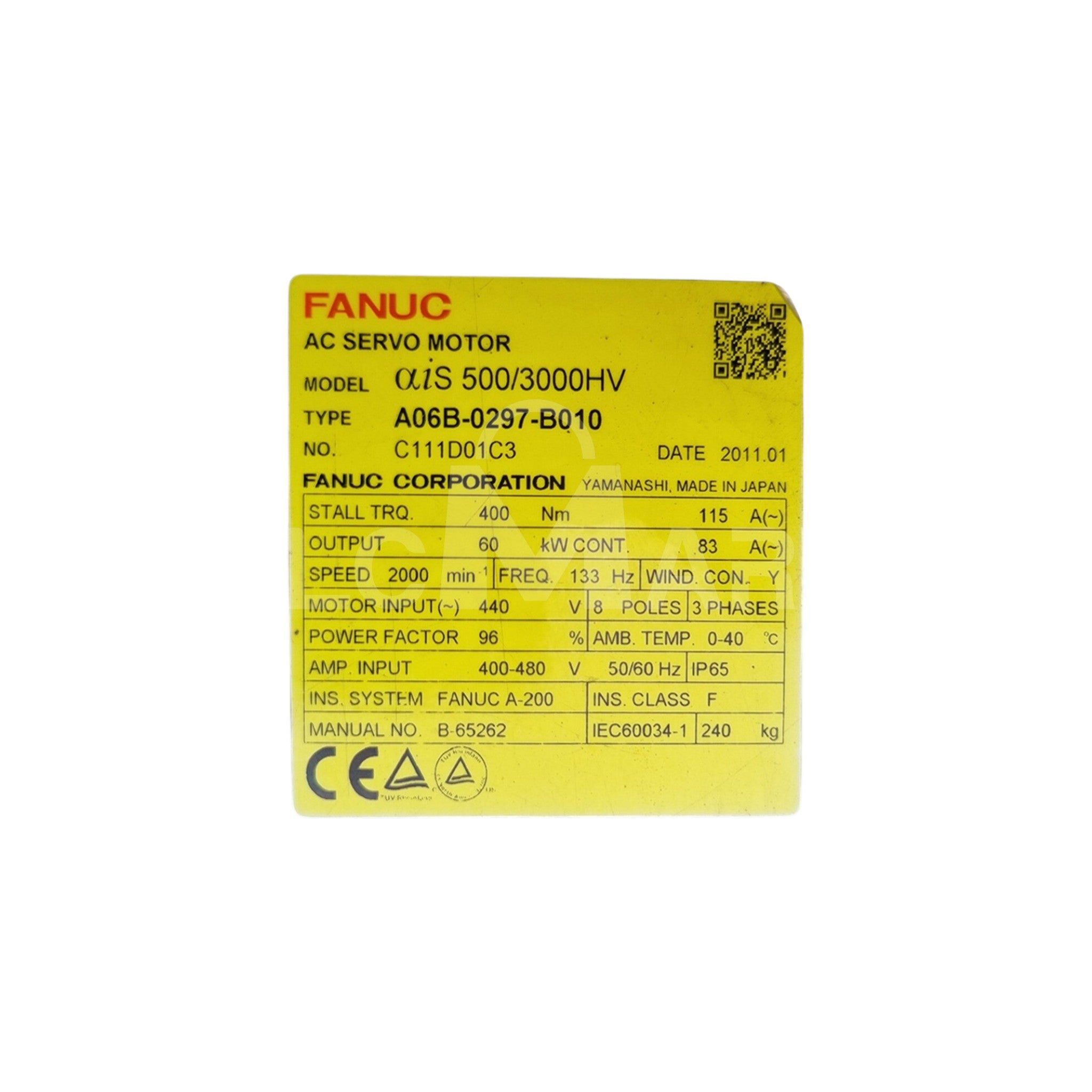 Fanuc Servo Motor αiS 500/3000HV A06B-0297