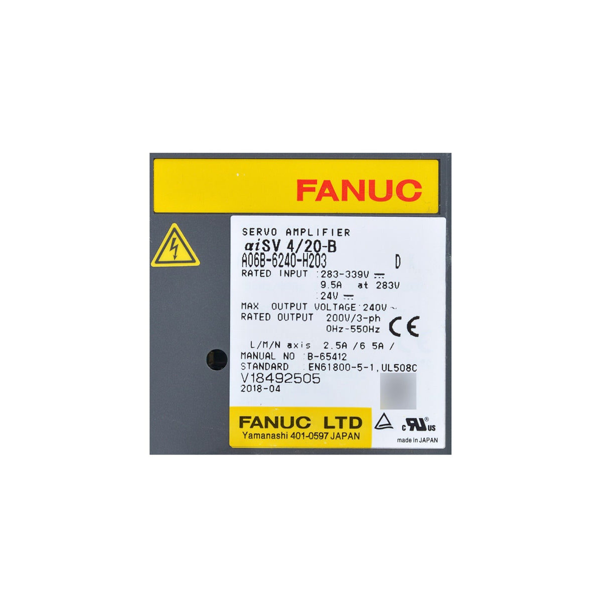 Fanuc Servo Amplifier αiSV 4/20-B A06B-6240-H203