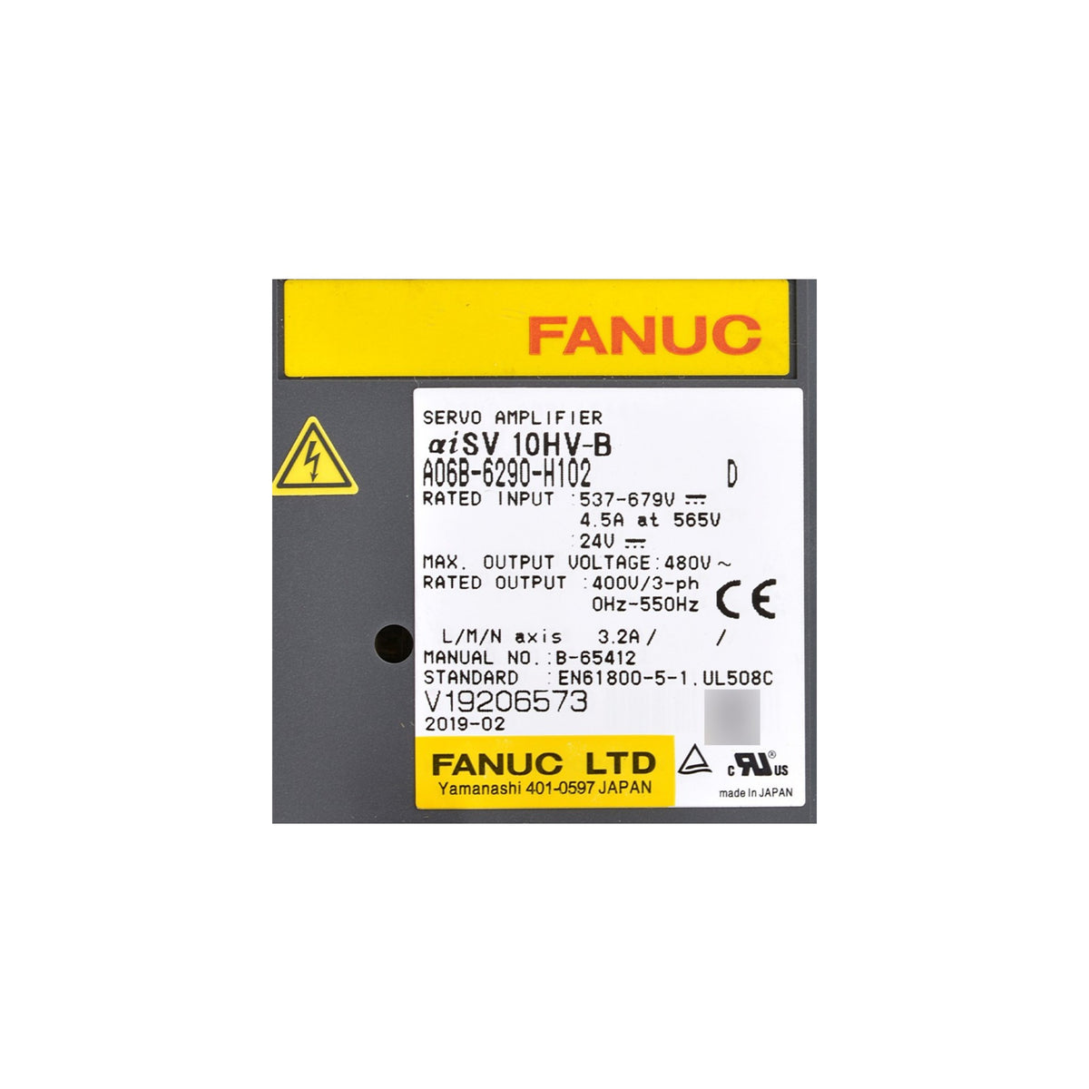 Fanuc Servo Amplifier αiSV 10HV-B A06B-6290-H102