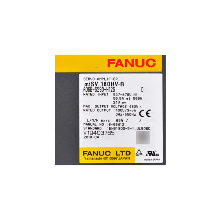 Fanuc Servo Amplifier αiSV 180HV-B A06B-6290-H126