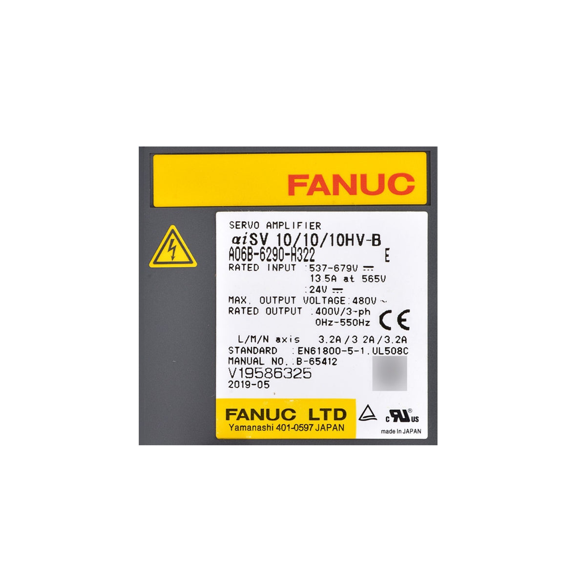 Fanuc Servo Amplifier αiSV 10/10/10HV-B A06B-6290-H322