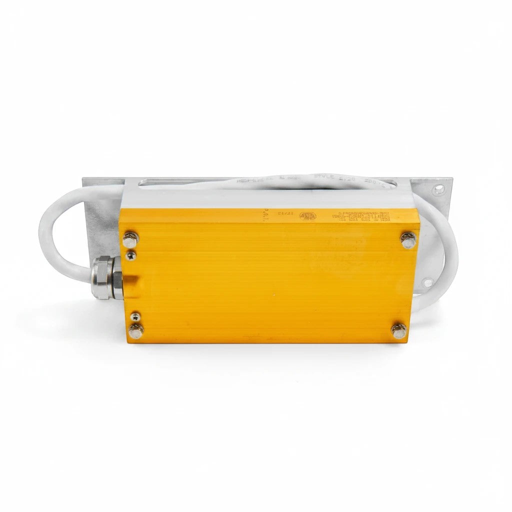 JJAutomation gold-anodized aluminum housed power braking resistor for industrial CNC machinery and motor control.