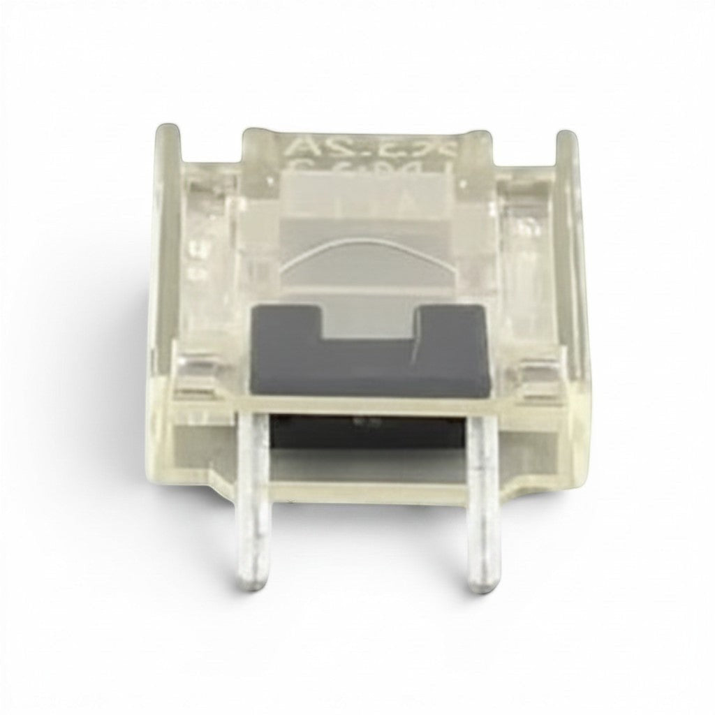 JJAutomation Daito MP50 5.0A CNC fuse, part A60L-0001-0046#MP50, featuring a clear housing and metal pins.