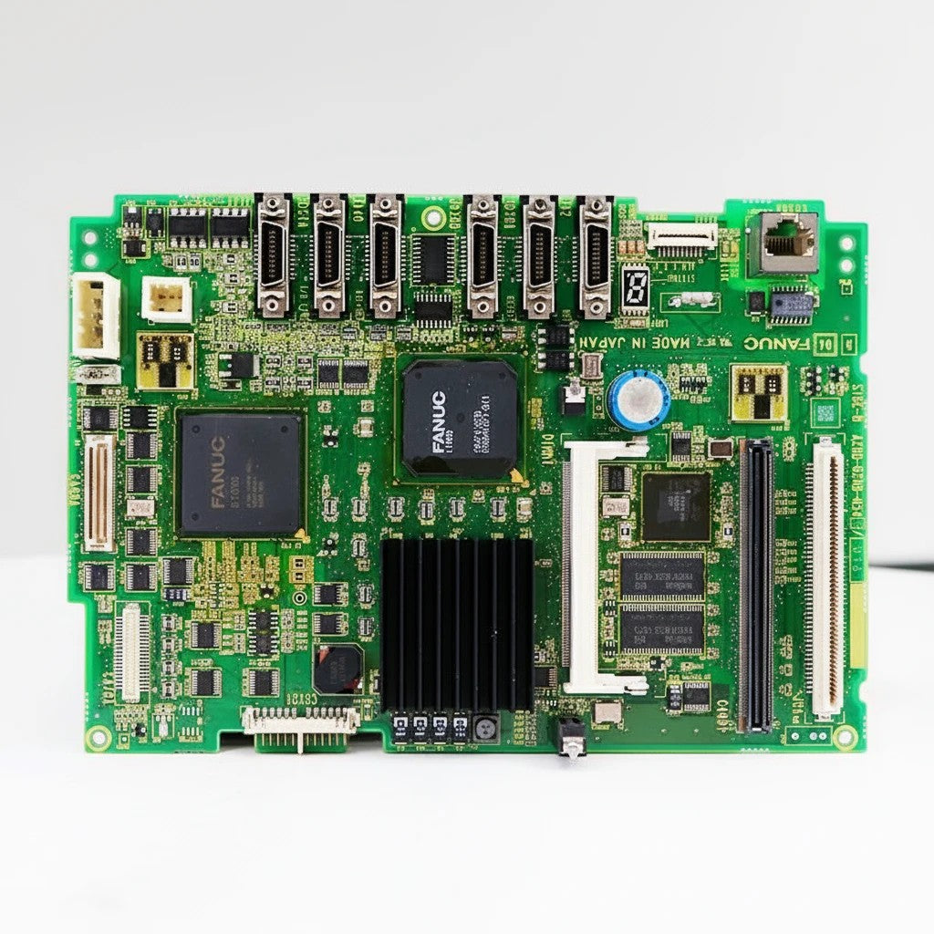 JJAutomation 0i-MD motherboard A20B-8200-0543 for Fanuc CNC machines featuring integrated ports and processors.