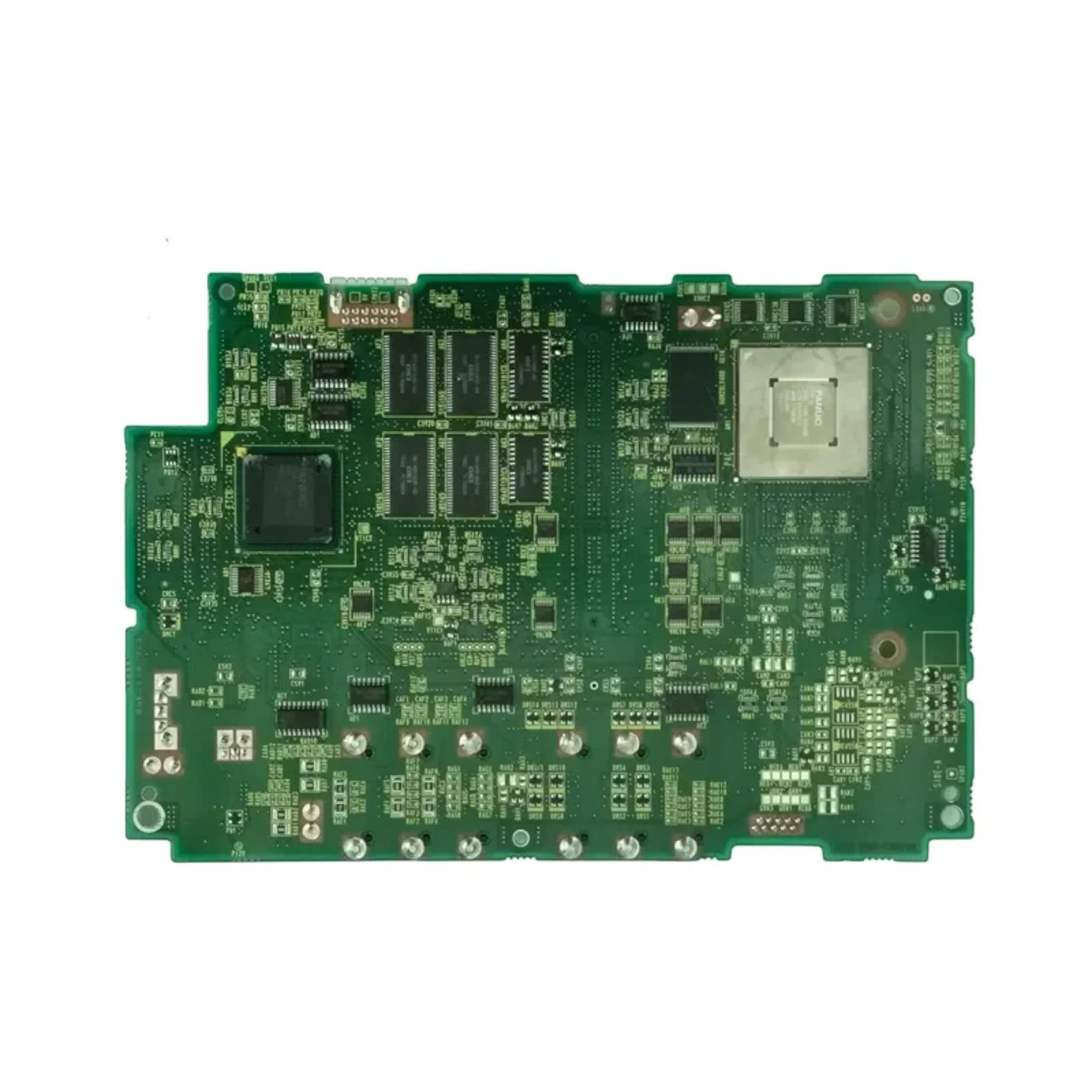 JJAutomation green Fanuc A20B-8200-0393 CNC controller motherboard with integrated circuits and processing chips.
