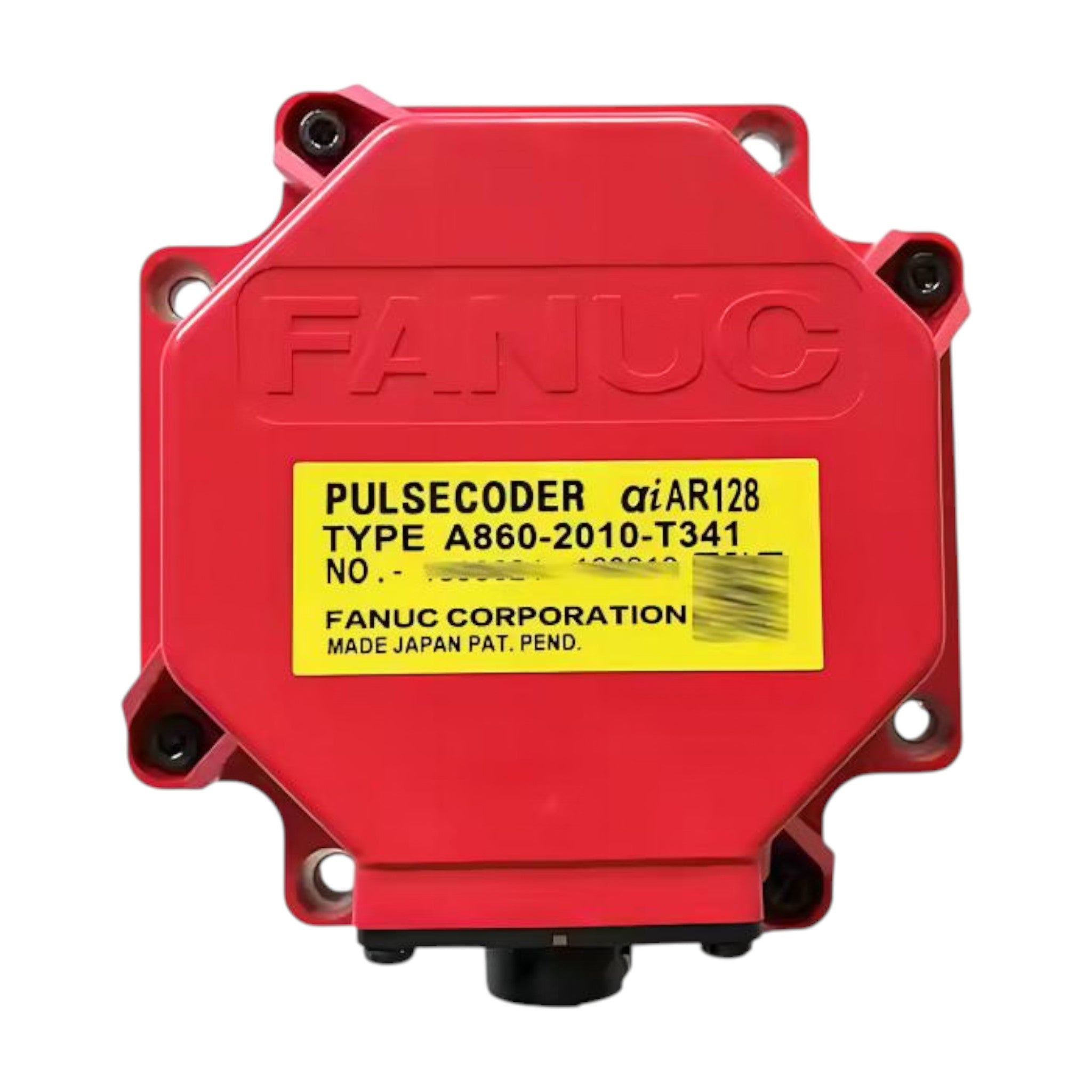 JJAutomation Fanuc A860-2010-T341 pulse coder with red housing and yellow identification label for servo motors