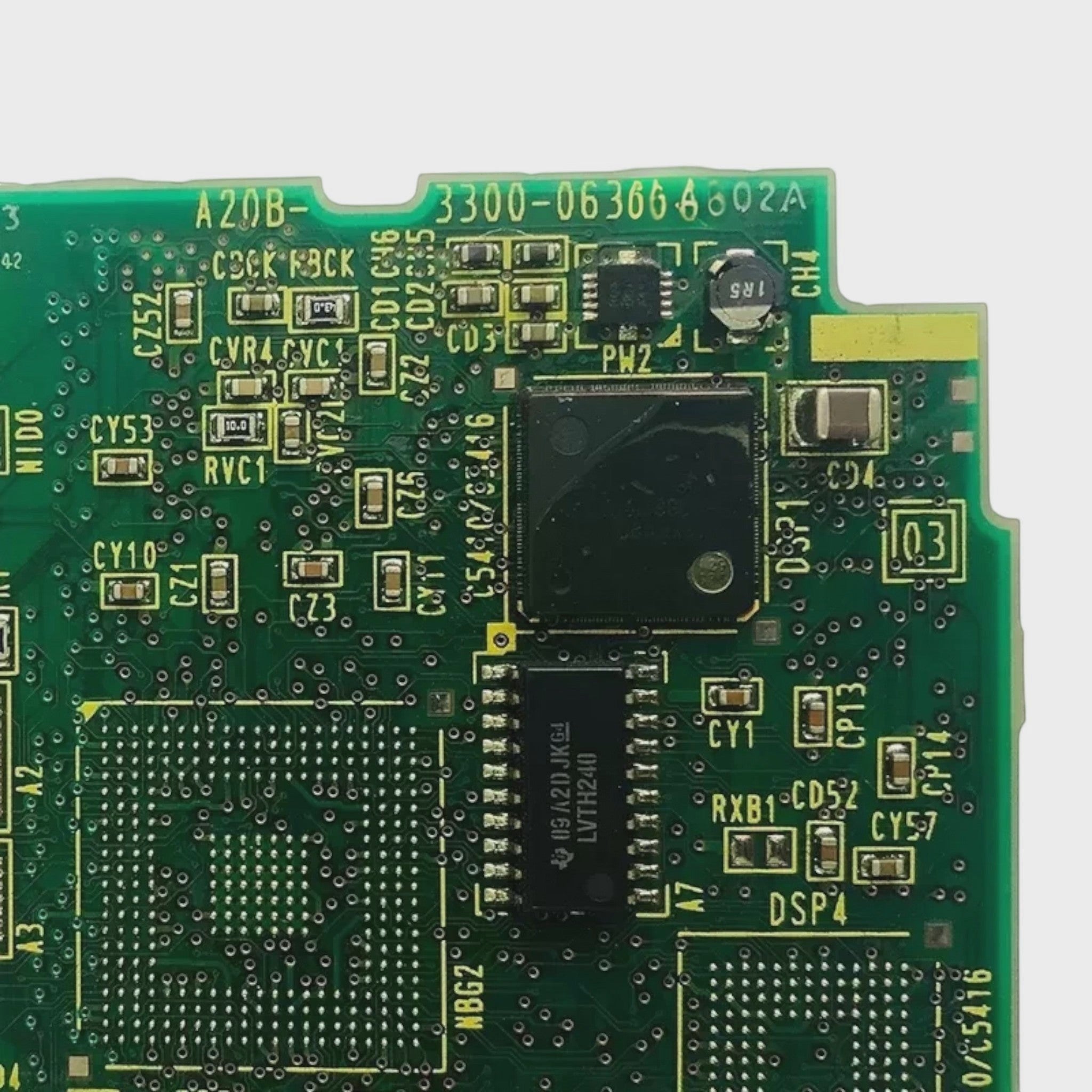 JJAutomation Fanuc A20B-3300-0638 axis control PCB for 0i-D CNC systems, showing green circuit board components.