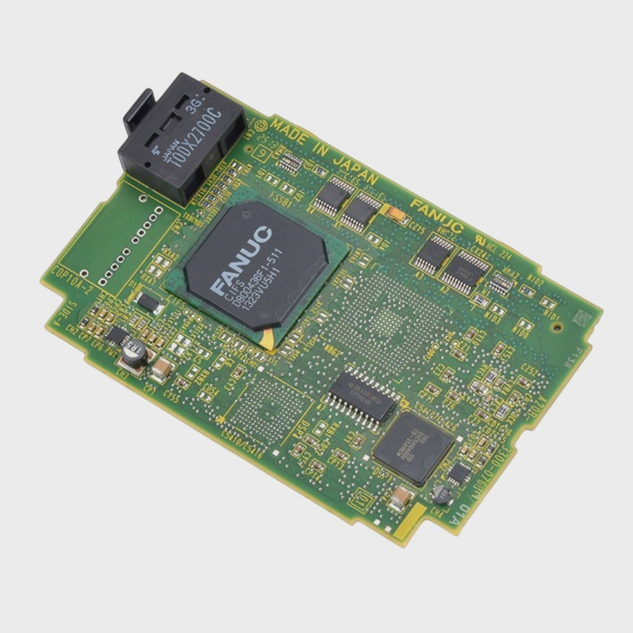 JJAutomation Fanuc A20B-3300-0767 axis PCB board for CNC machines featuring green circuit design