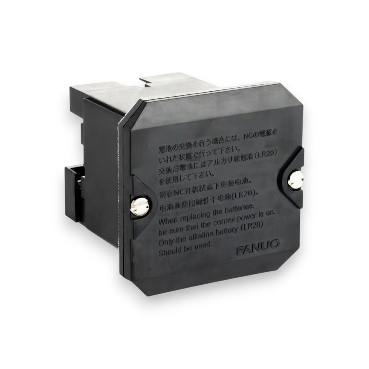 JJAutomation Fanuc A06B-6050-K060 black external battery case for four size D batteries with printed instructions