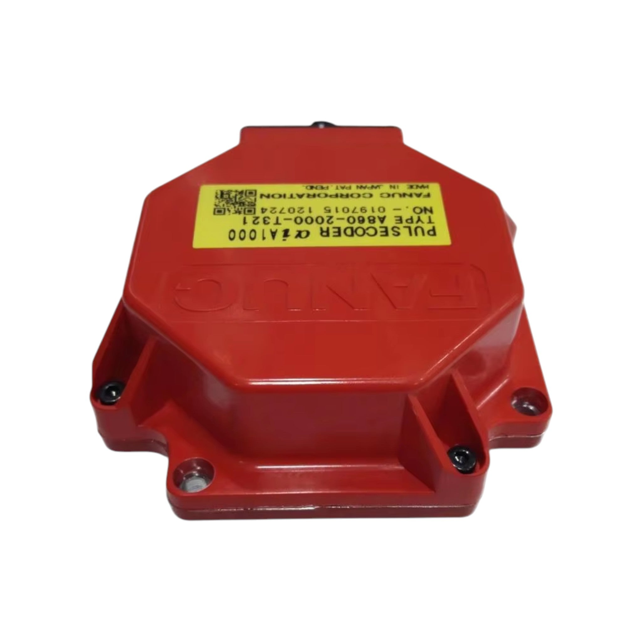 JJAutomation Fanuc A860-2000-T321 pulse coder with red casing and yellow identification label