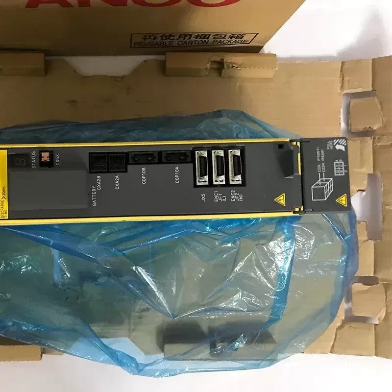 JJAutomation Fanuc Alpha i SVM2-40/40i dual-axis servo amplifier module in yellow and black housing