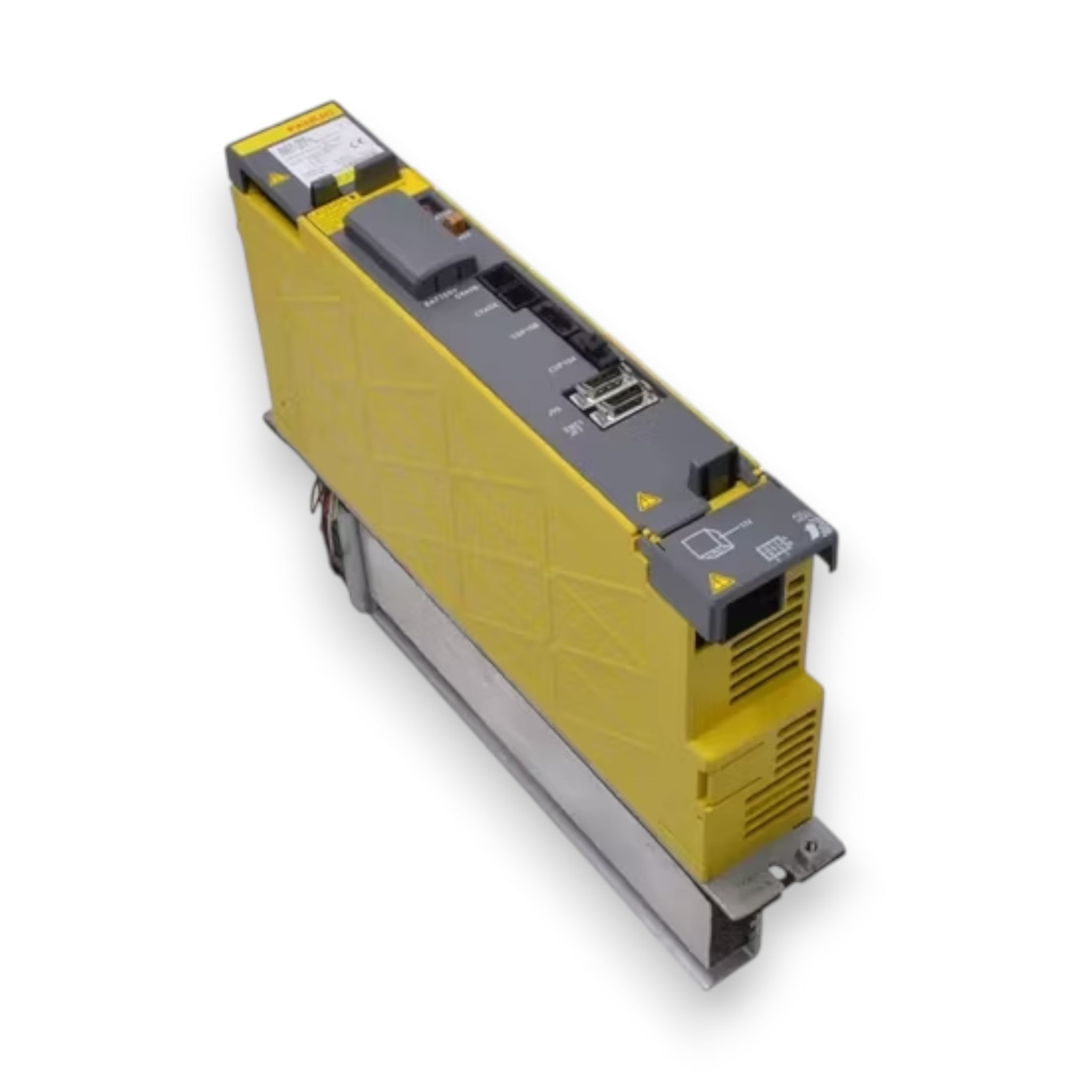 JJAutomation FANUC A06B-6114-H303 3-axis Alpha i servo amplifier module in yellow and grey housing