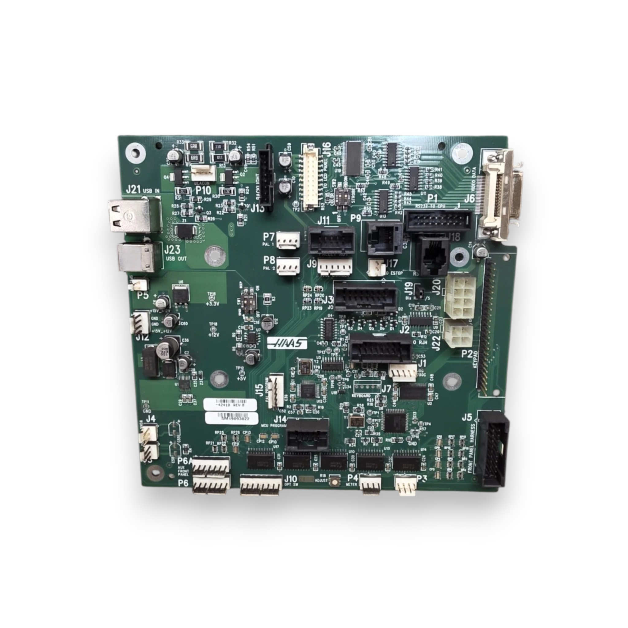 JJAutomation Haas 93-32-4241D keyboard interface board for CNC control systems with green circuit board