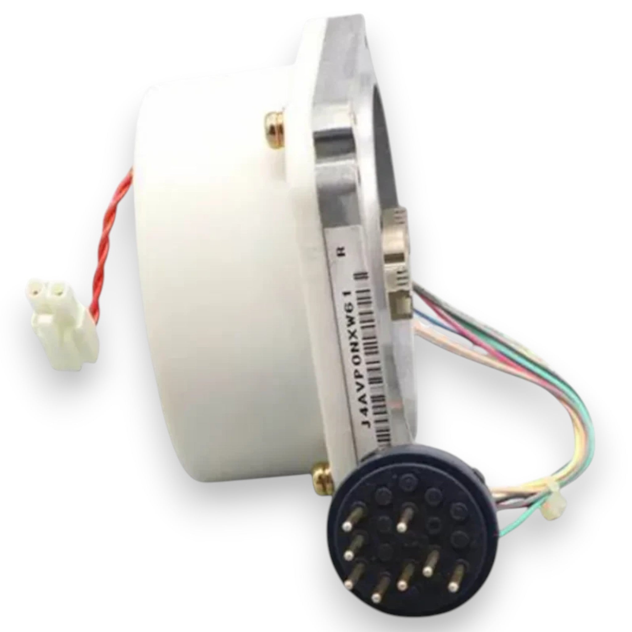 JJAutomation Mitsubishi OSE105 servo encoder with white housing, metal mounting plate, and multi-pin connector cable.