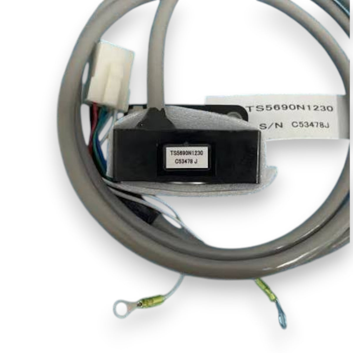 JJAutomation Mitsubishi TS5690N1230 spindle encoder sensor head with grey cable and connector on blue bubble wrap