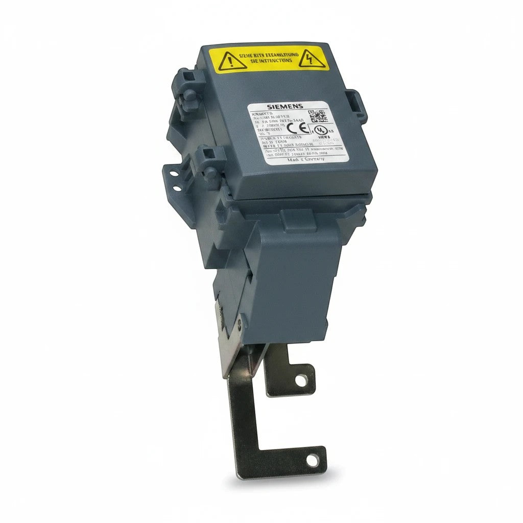 JJAutomation Siemens SINAMICS industrial DC link adapter module with grey housing and metal mounting bracket.