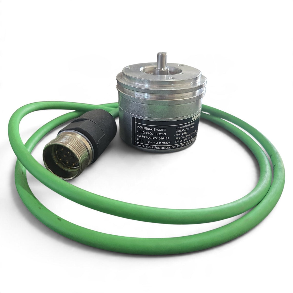 JJAutomation Siemens 6FX2001-3CC50 incremental rotary encoder with green cable and 1 Vpp sin/cos output
