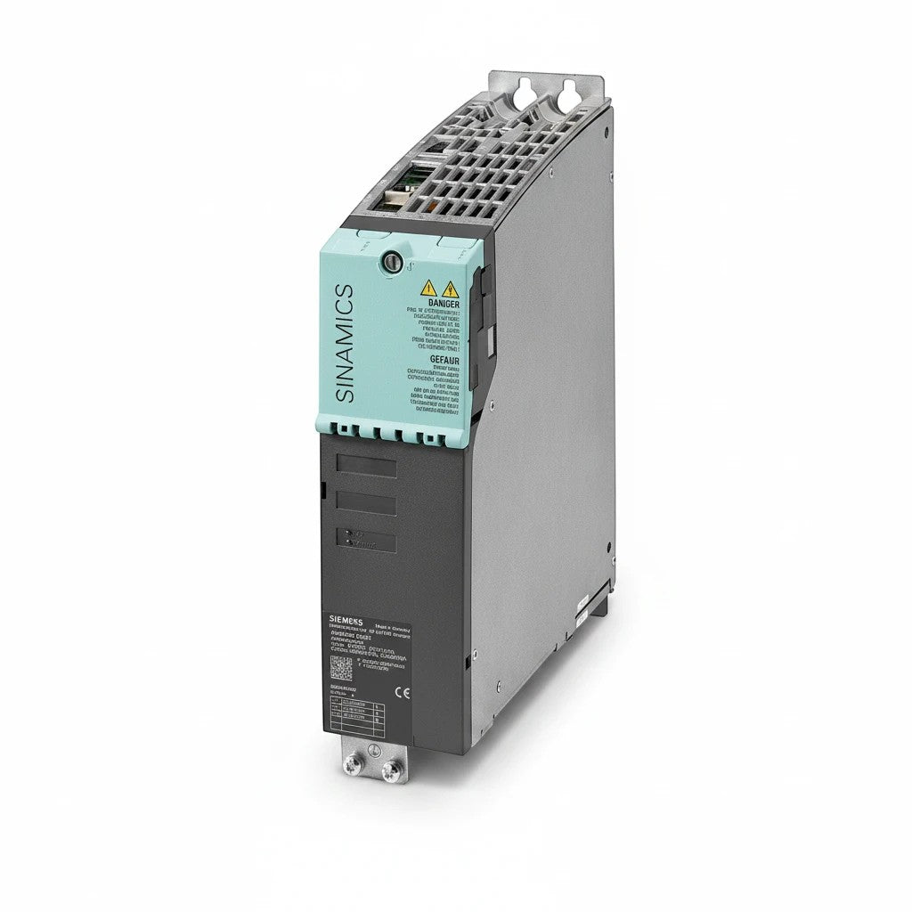 JJAutomation Siemens SINAMICS S120M industrial adapter module with grey metal casing and teal front panel.