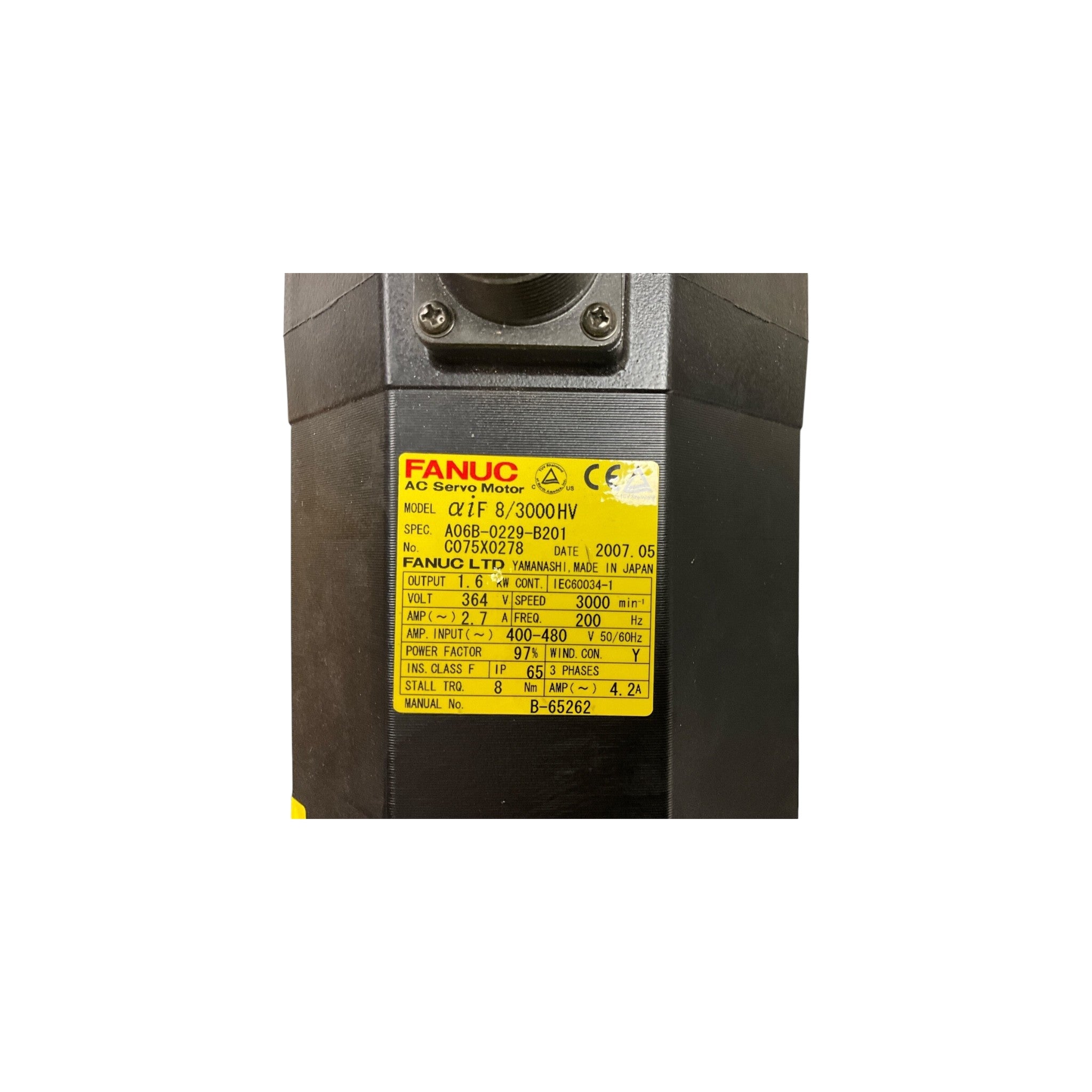 Fanuc Servo Motor αiF 8/3000HV A06B-0229