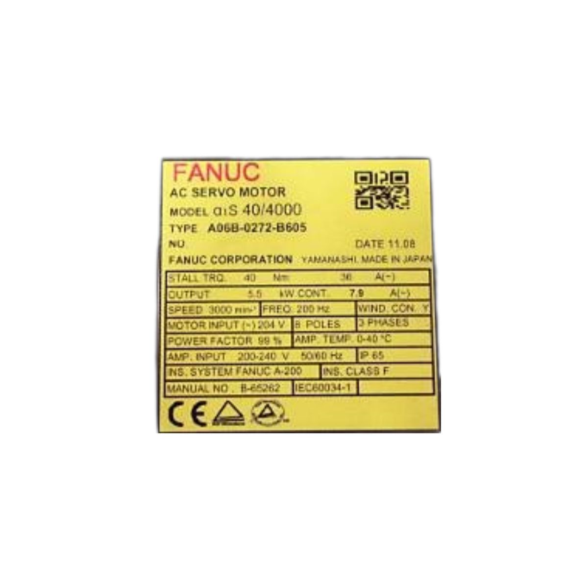 Fanuc Servo Motor αiS 40/4000 A06B-0272