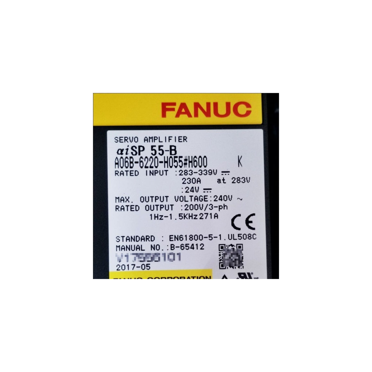 Fanuc Spindle Amplifier αiSP 55-B A06B-6220-H055#H600