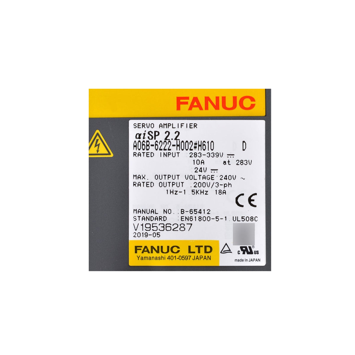Fanuc Spindle Amplifier αiSP 2.2-B A06B-6222-H002#H610