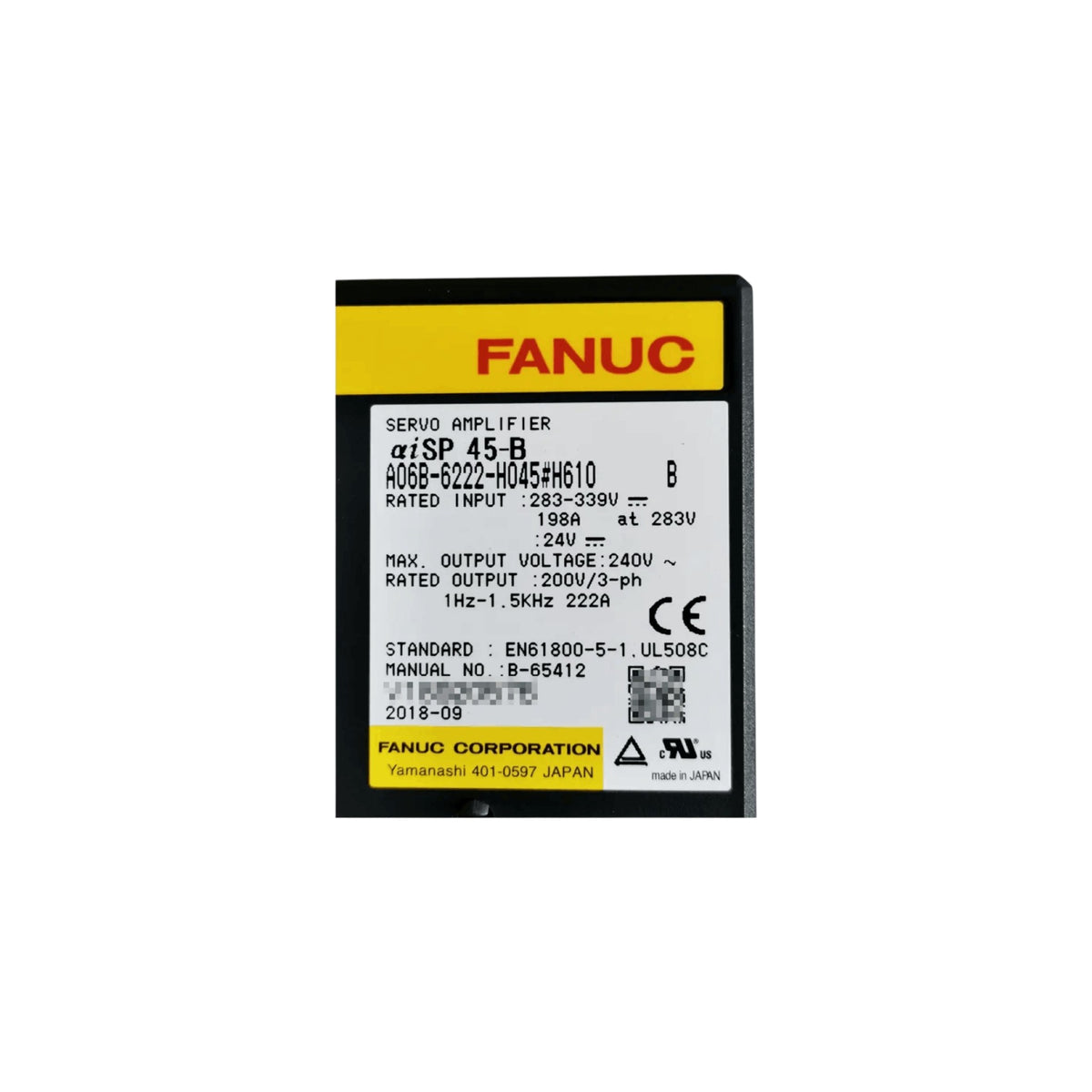 Fanuc Spindle Amplifier αiSP 45-B A06B-6222-H045#H610