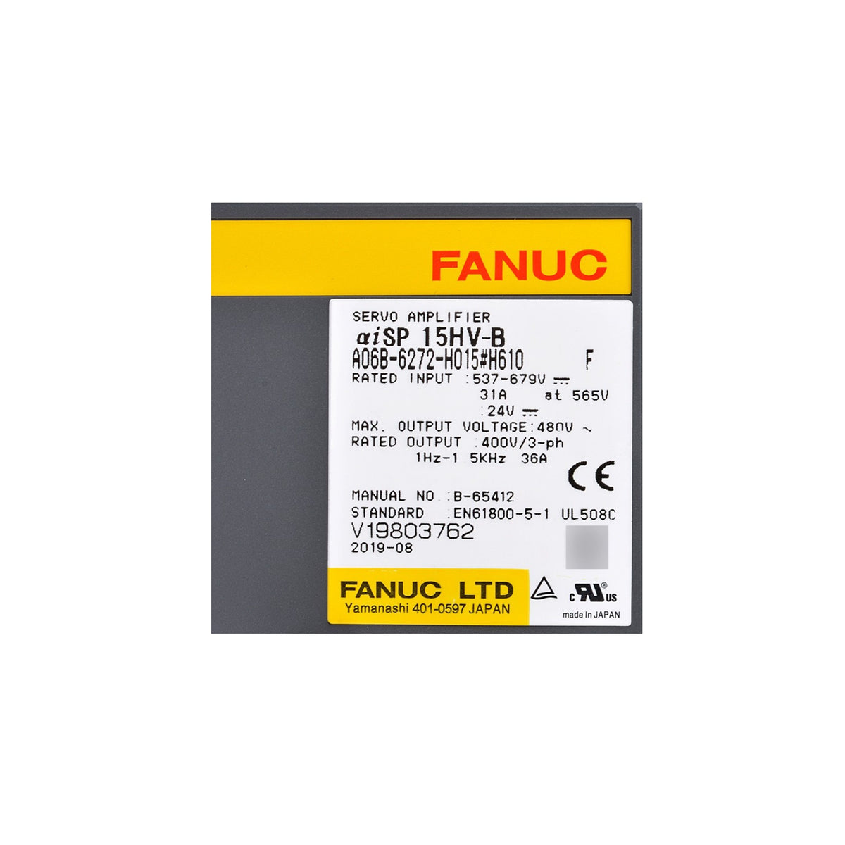 Fanuc Spindle Amplifier αiSP 15HV-B A06B-6272-H015#H610