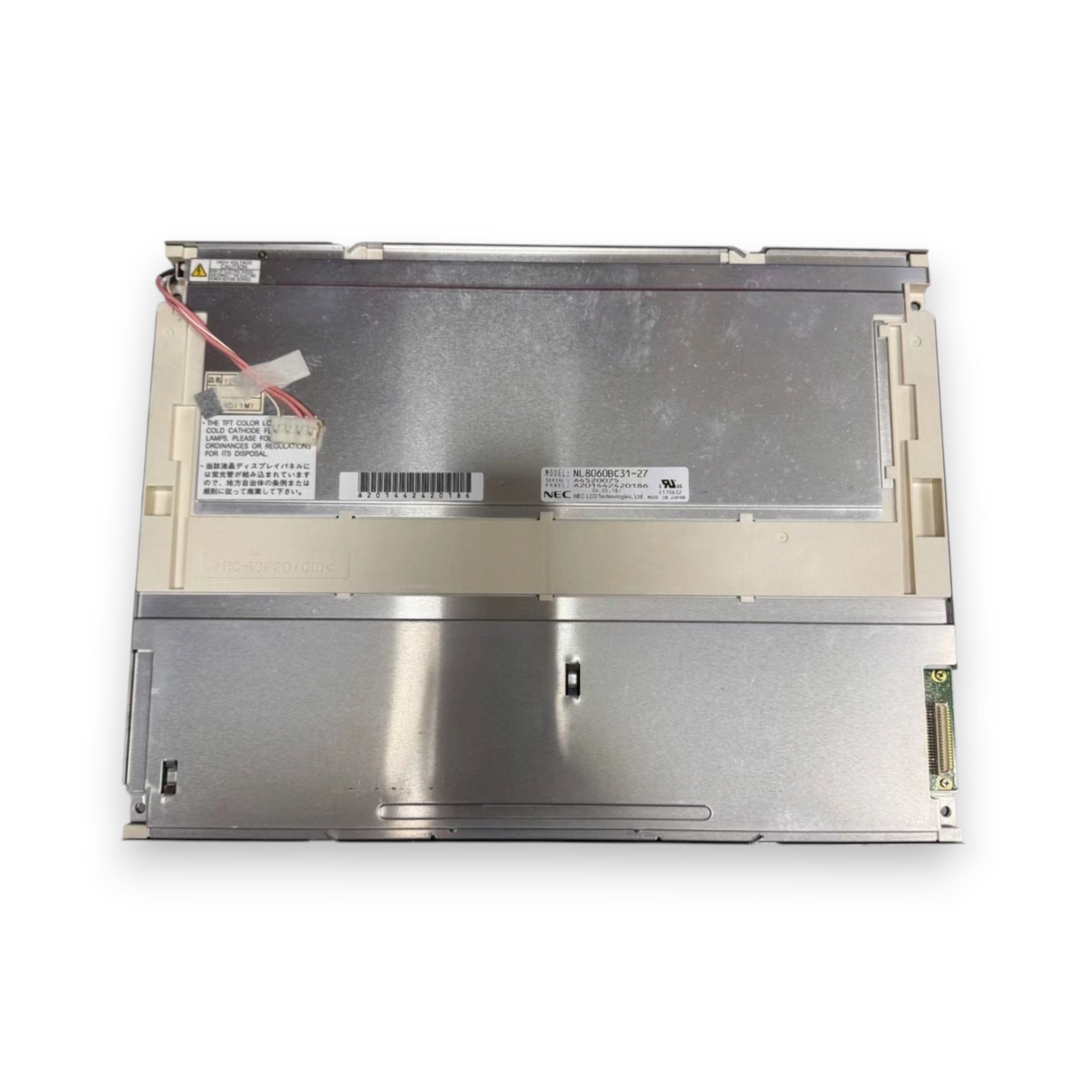 JJAutomation 12.1 inch NEC TFT LCD display panel for Brother CNC tapping centres, rear view showing part labels