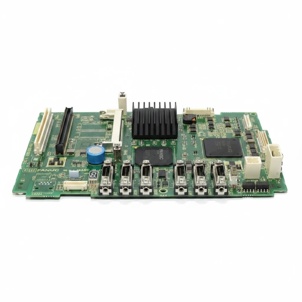 JJAutomation Fanuc 0i-D motherboard A20B-8200-0545 CNC control PCB with integrated ports and black heat sink
