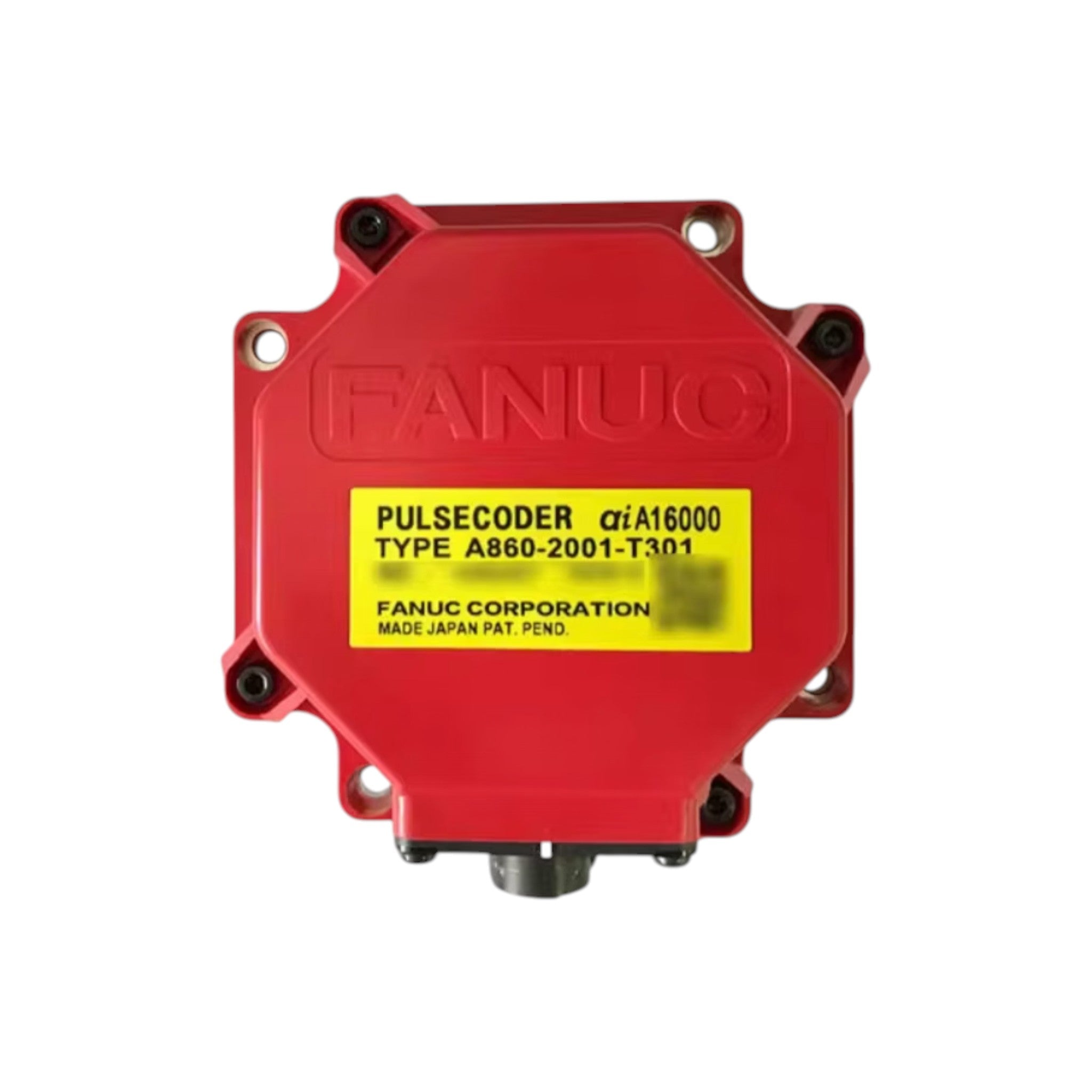 JJAutomation Fanuc A860-2001-T301 pulse coder with red housing and yellow identification label