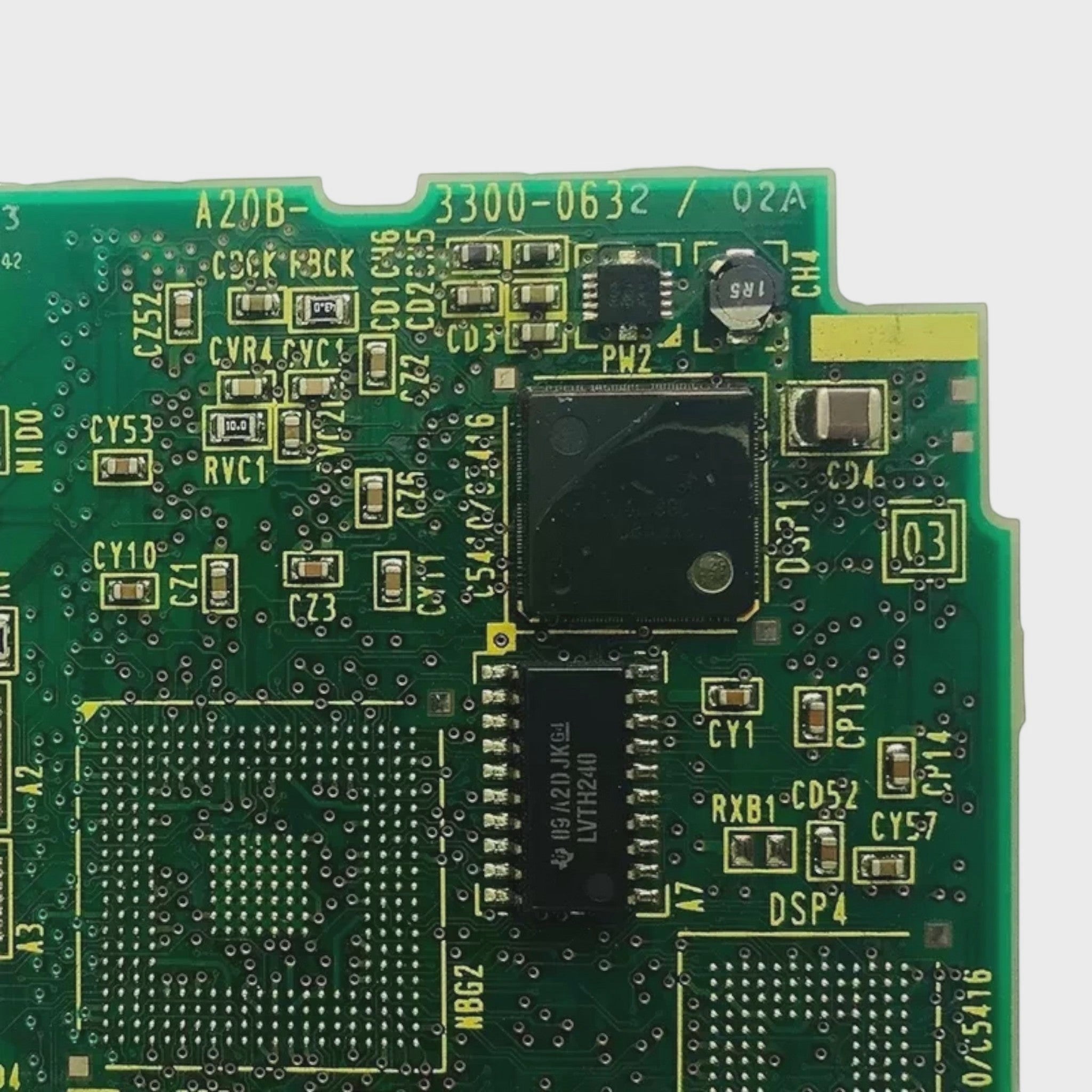 JJAutomation Fanuc A20B-3300-0631 axis control PCB for 0i-D CNC systems showing green circuit board components