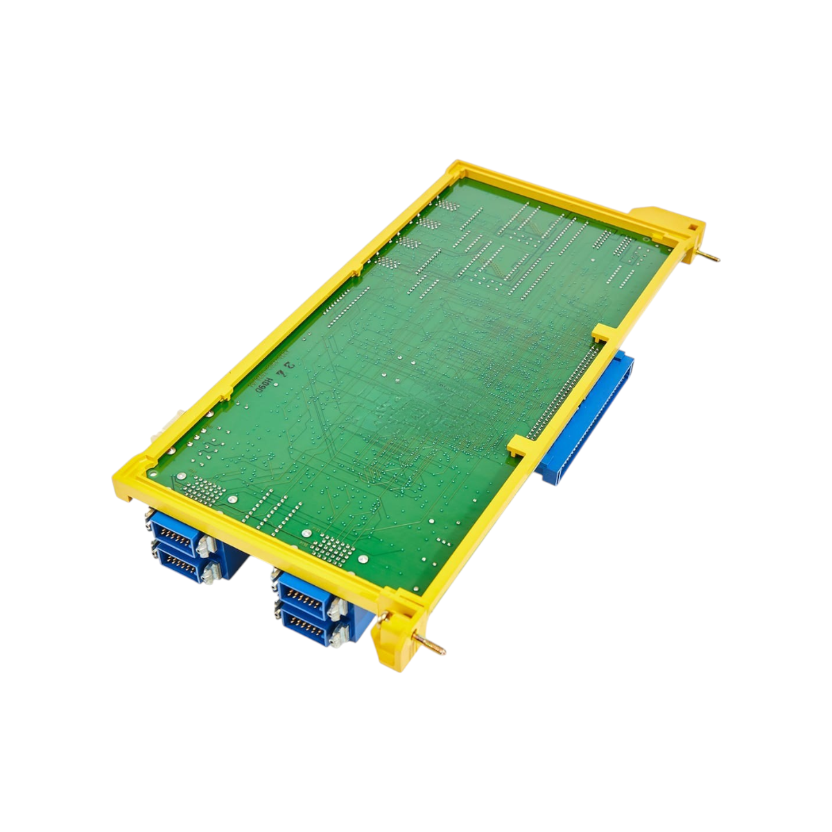 JJAutomation Fanuc A16B-2200-0390 axis PCB with green circuit board, yellow frame, and blue connectors