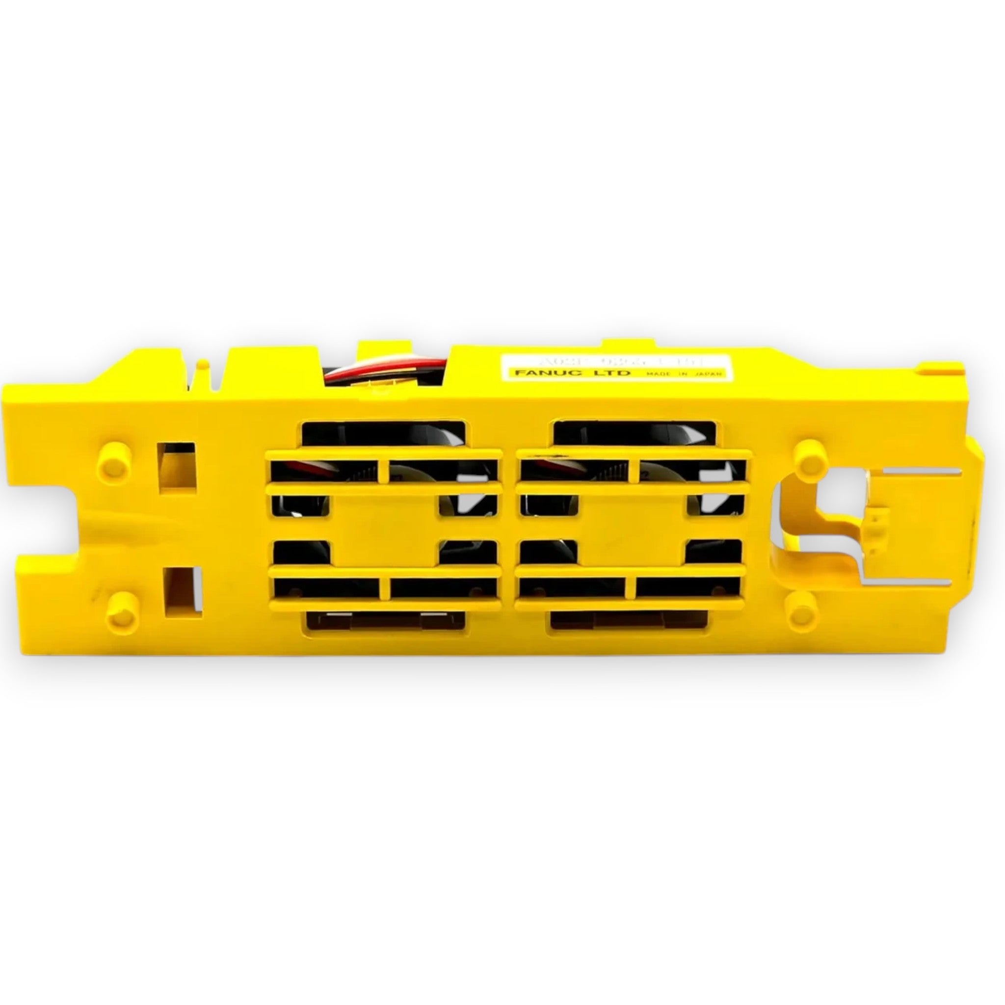 JJAutomation Fanuc fan motor for 0i-F Plus series, yellow LCD-mounted unit with 40mm and 60mm cooling fans.