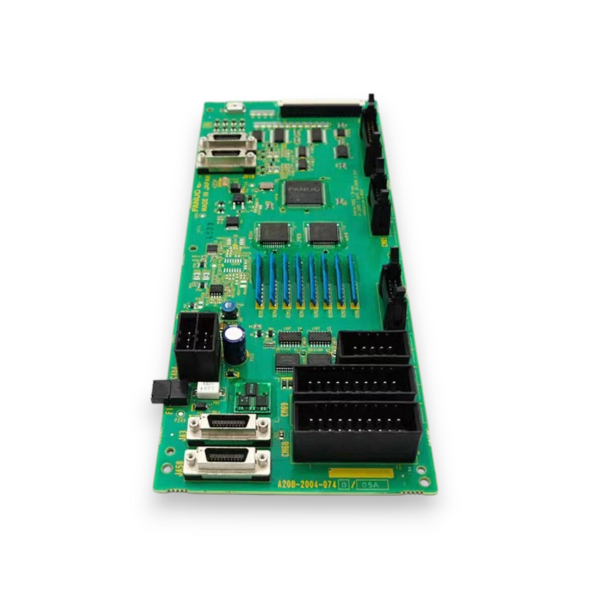 JJAutomation Fanuc A20B-2004-0740 I/O PCB for machine operator panels with green circuit board and connectors