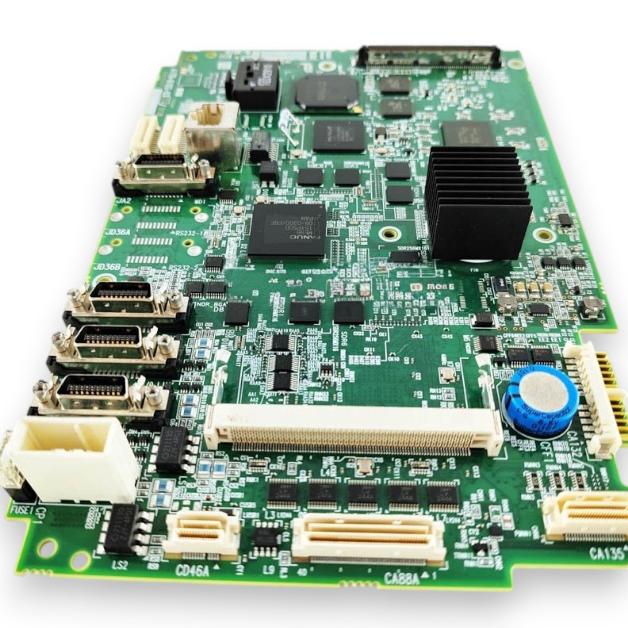 JJAutomation Fanuc A20B-8102-0326 motherboard for 0i-F Plus CNC machines featuring green circuit board and heatsink