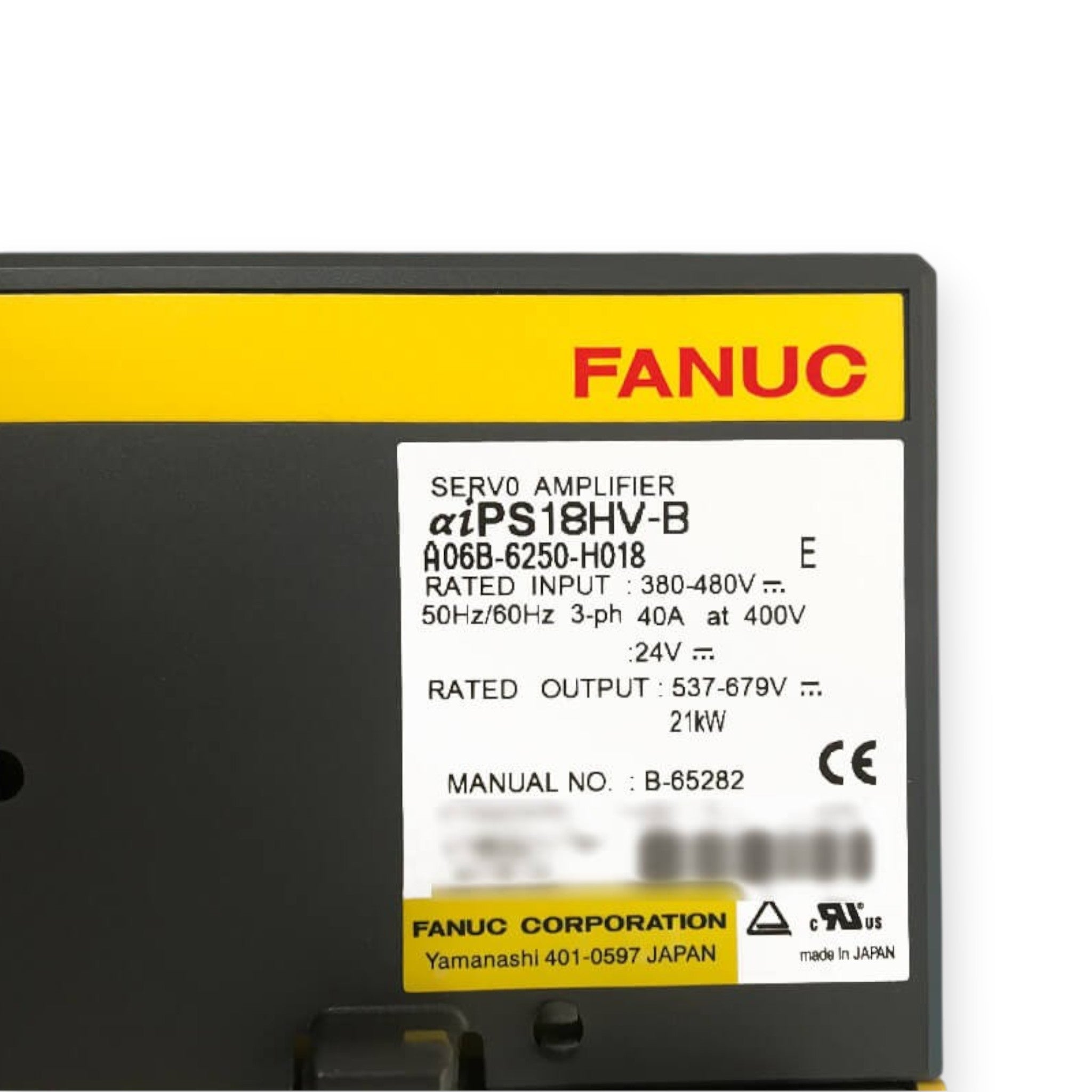 Fanuc aiPS 18HV-B power supply label