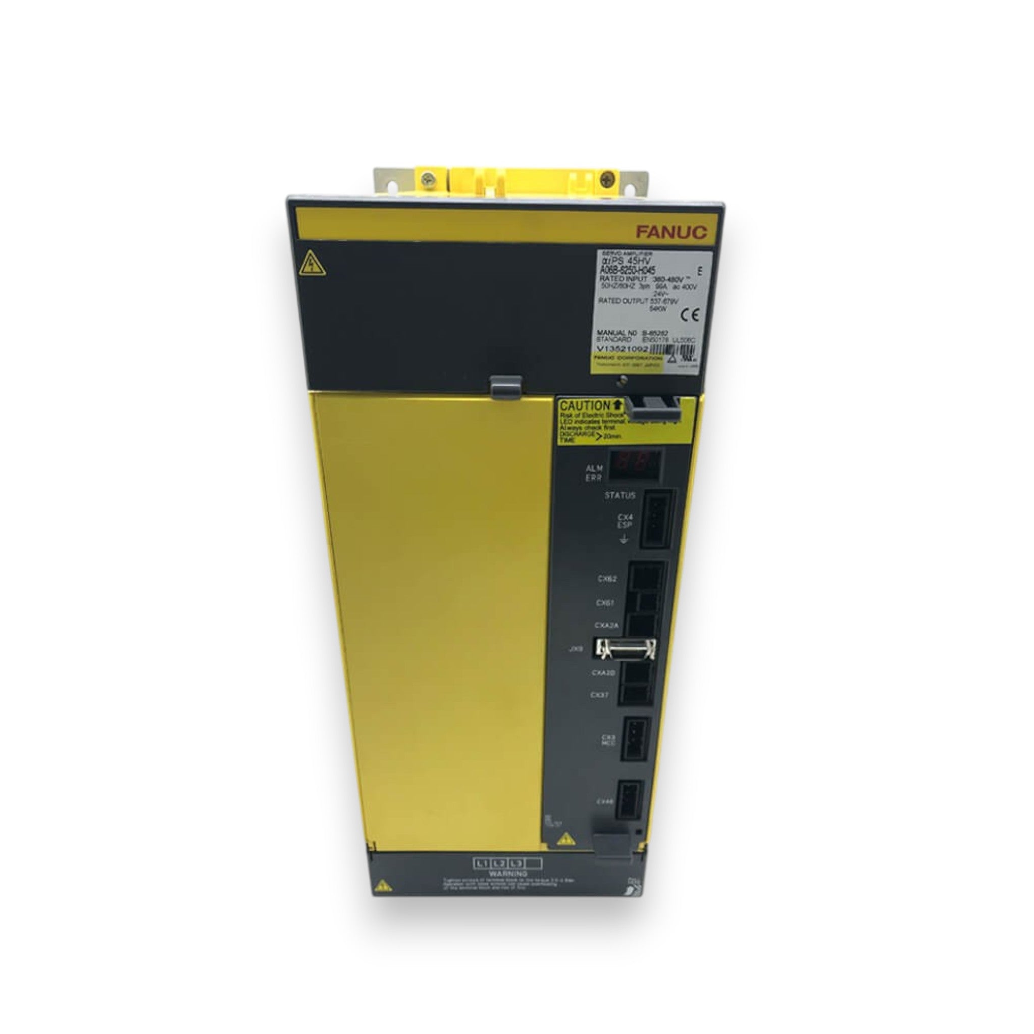 JJAutomation Fanuc αiPS 45HV-B power supply module A06B-6250-H045 for 400V CNC systems with yellow casing