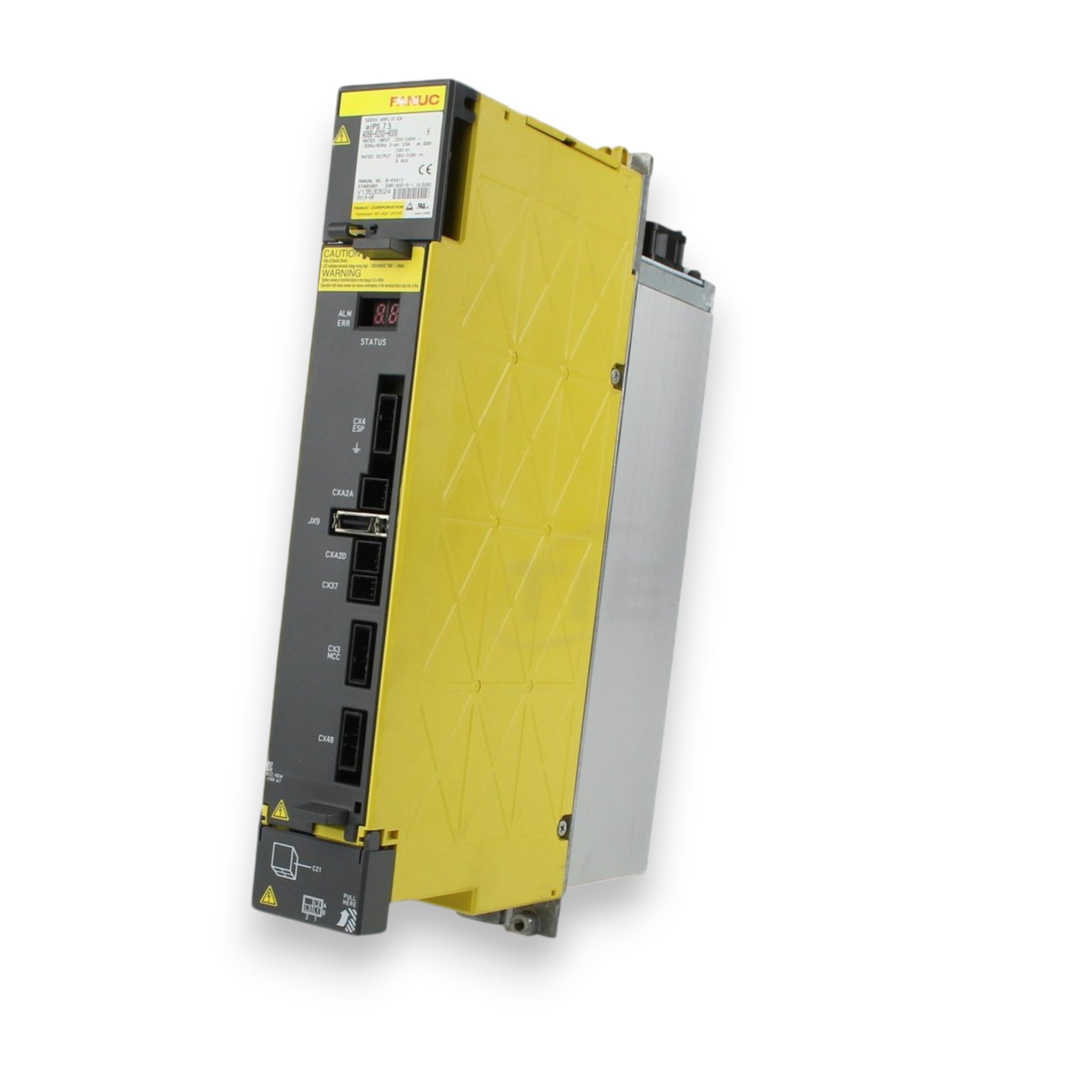 JJAutomation Fanuc αiPS 7.5-B power supply module A06B-6200-H008 with yellow casing and CNC interface ports