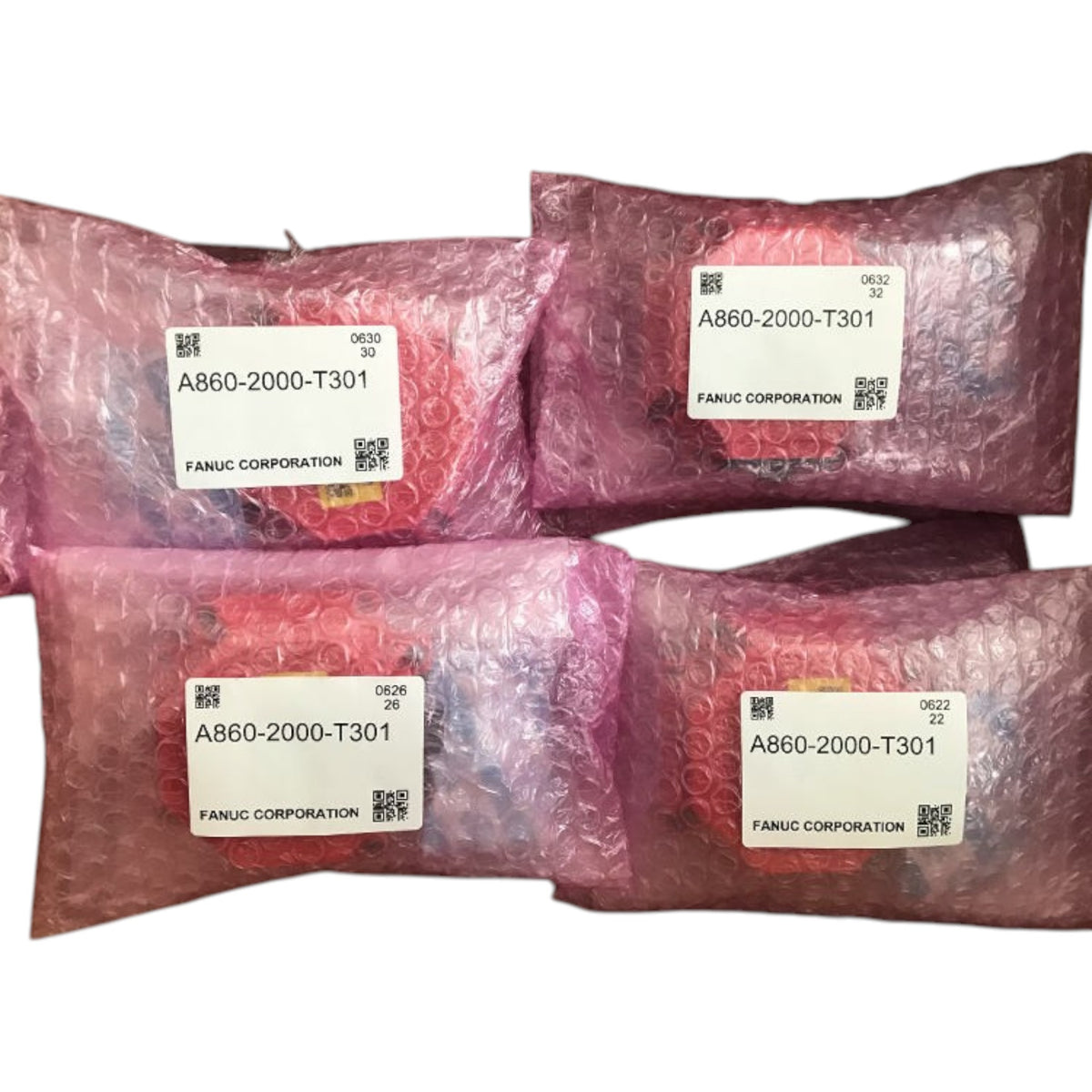 JJAutomation Fanuc A860-2000-T321 pulse coders in protective bubble wrap packaging for industrial servo motors