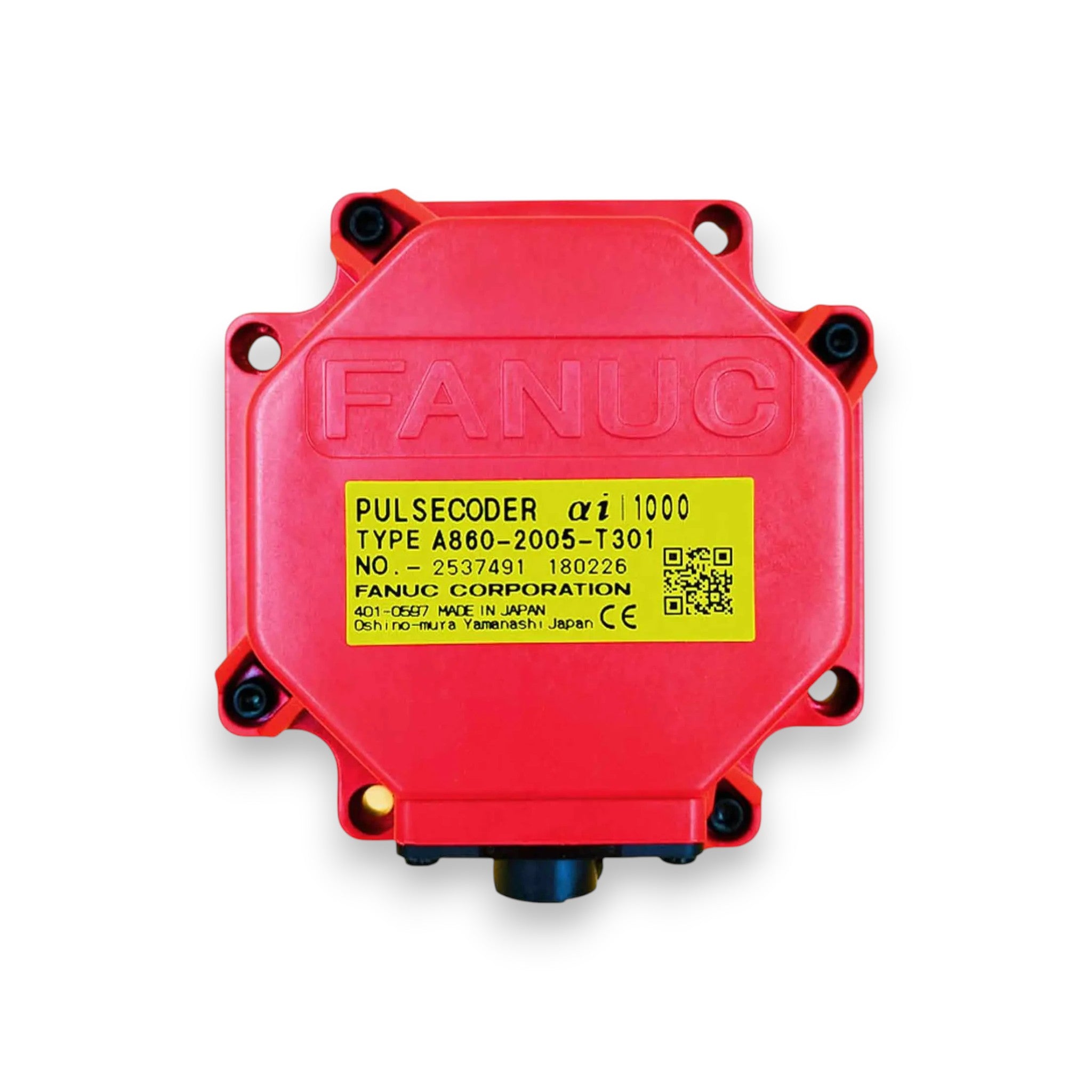 JJAutomation Fanuc A860-2005-T301 pulse coder with red housing and yellow identification label for servo motors