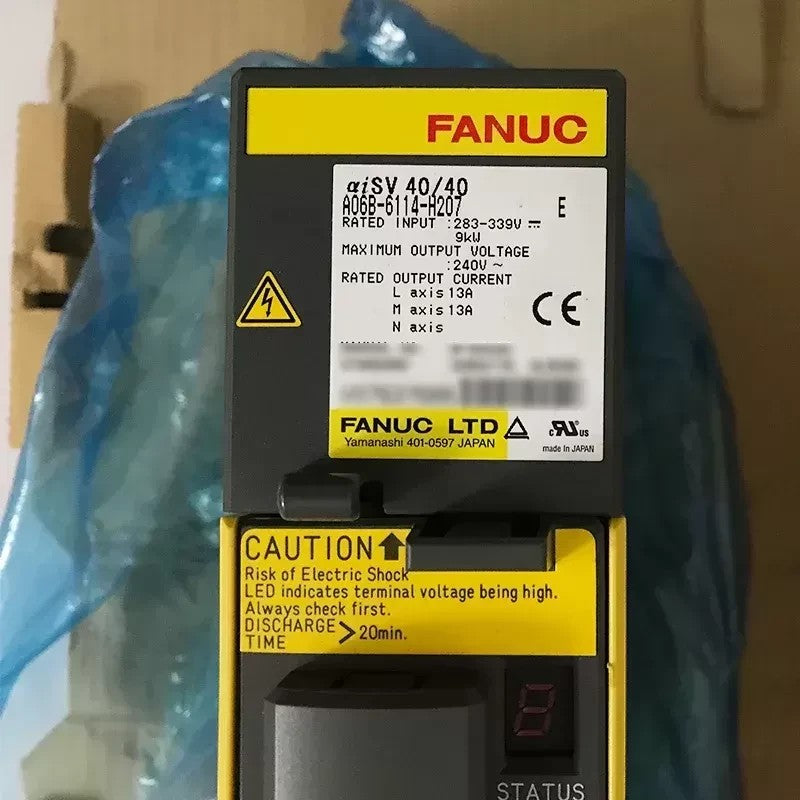 JJAutomation FANUC Alpha i A06B-6114-H207 dual-axis servo amplifier module with technical specification label