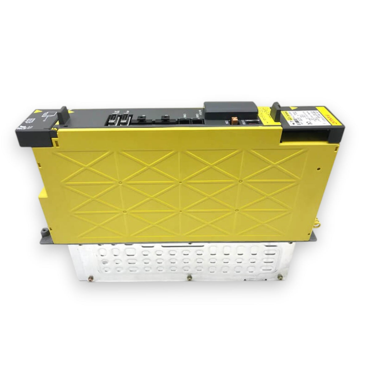JJAutomation FANUC A06B-6114-H303 3-axis Alpha i servo amplifier module in yellow and black casing