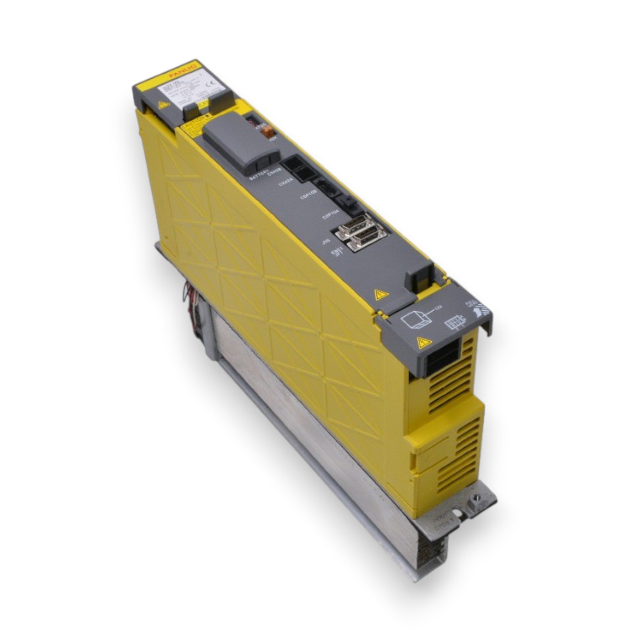 JJAutomation FANUC A06B-6114-H106 servo amplifier module with yellow casing and grey ports for CNC machine control