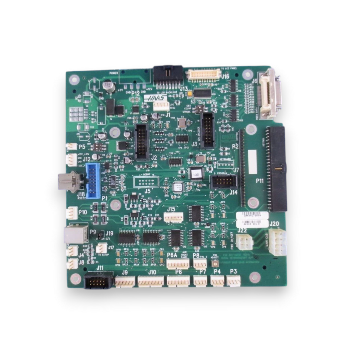 JJAutomation Haas 93-32-4241B keyboard interface board for CNC control systems on a blue background