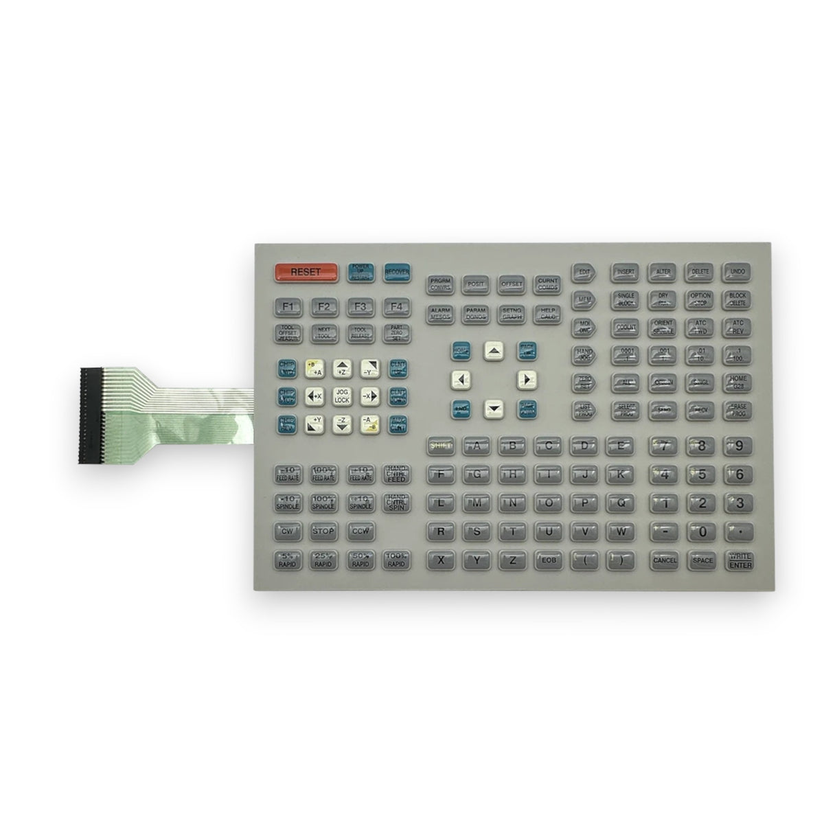 JJAutomation Haas 93-61-0201 grey rubber front panel keypad for milling machine controls with ribbon cable