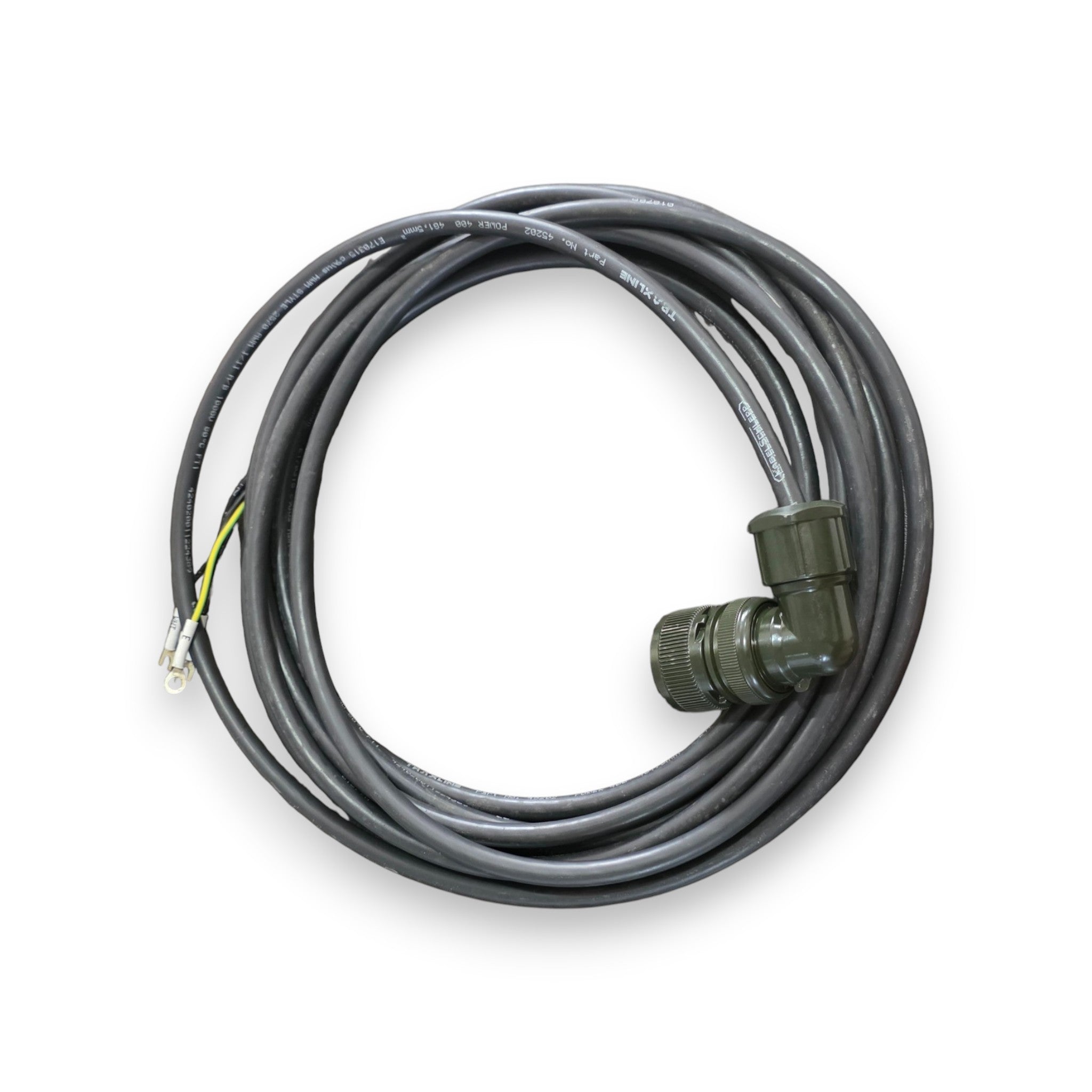 JJAutomation Haas 93-2405 Sigma-1 axis motor and encoder cable, 18.6 ft long with a right-angle connector.